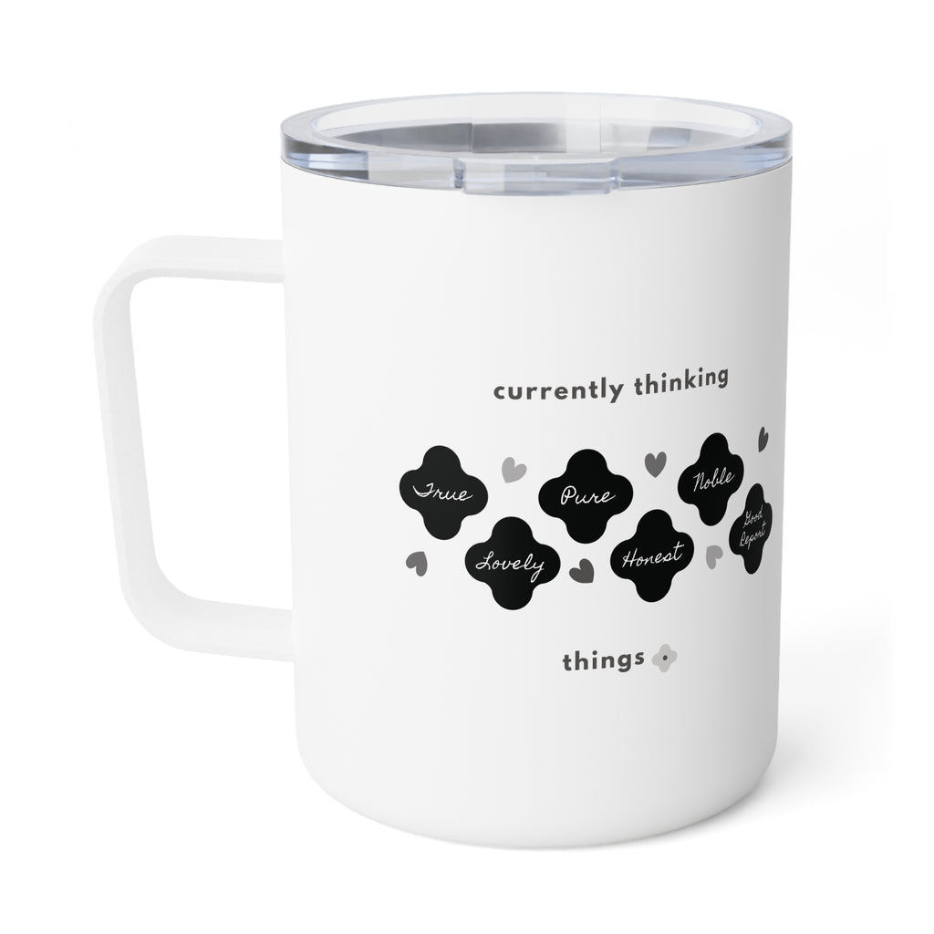 Philippians 4:8 | Insulated Mug, 10oz. | Pearl White