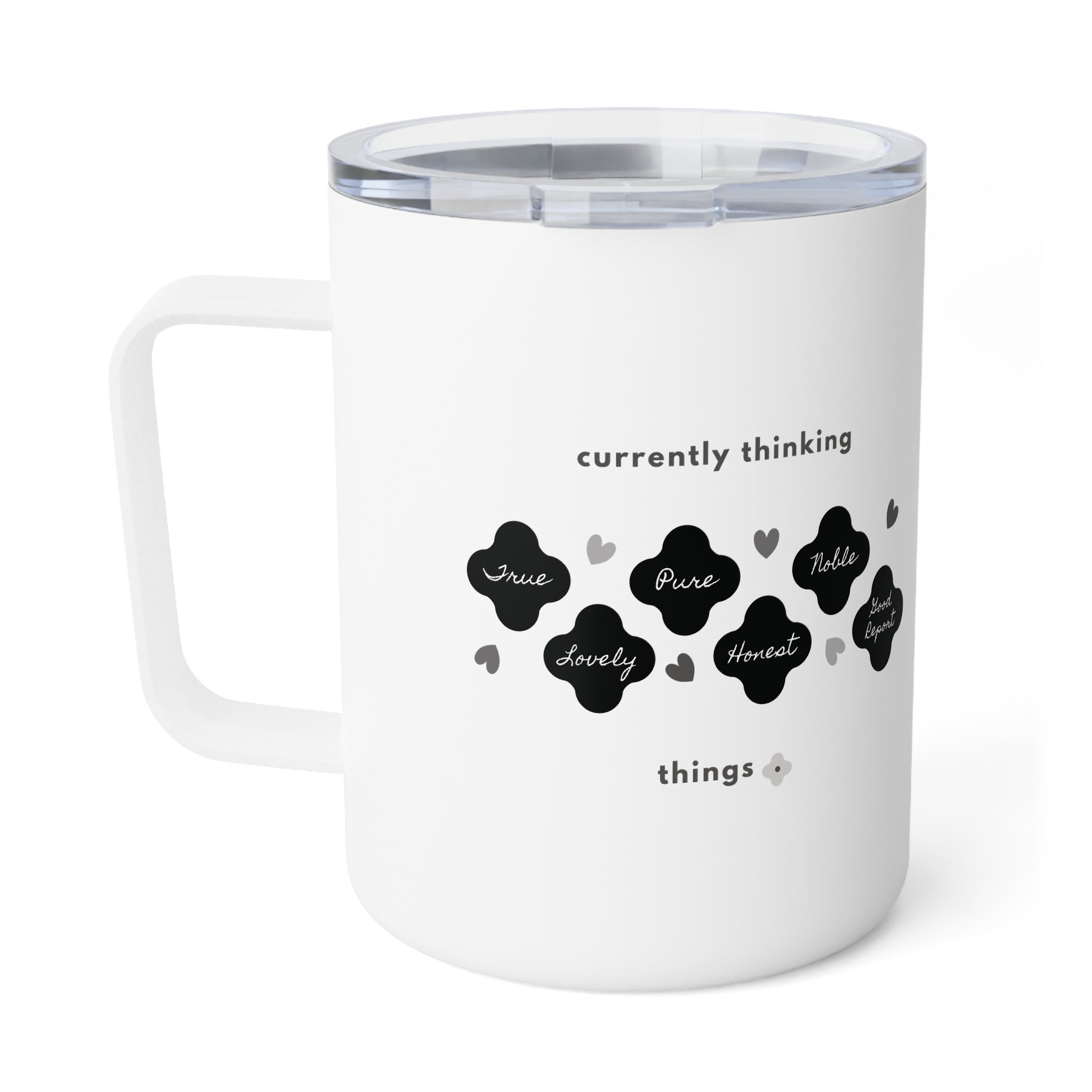 Philippians 4:8 | Insulated Mug, 10oz. | Pearl White