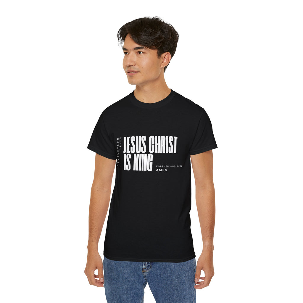 Jesus Is King | Men's Scoop Neck Tee | Bold Black