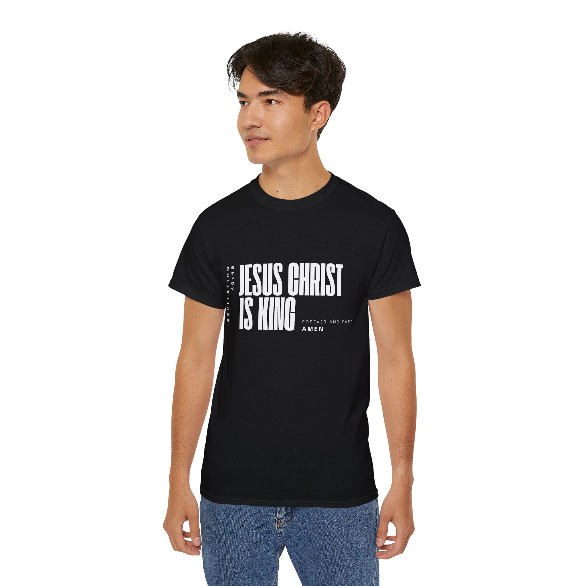 Jesus Is King | Men's Scoop Neck Tee | Bold Black