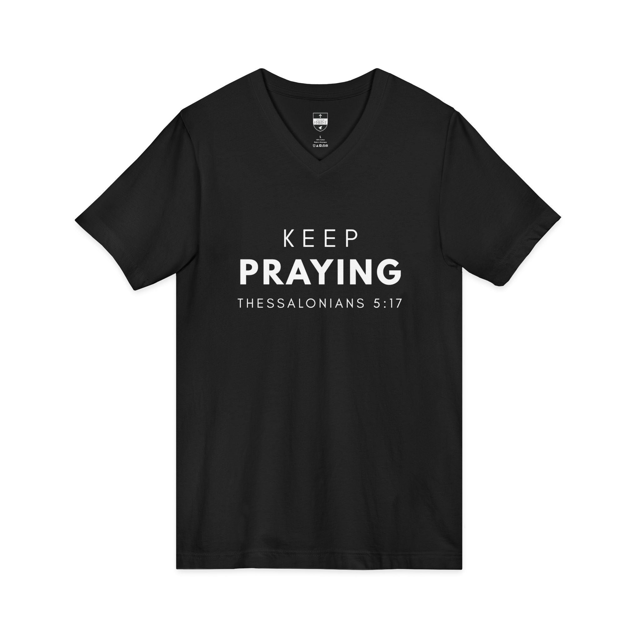 Keep Praying | Mens Tee - Bold Black | V Neck