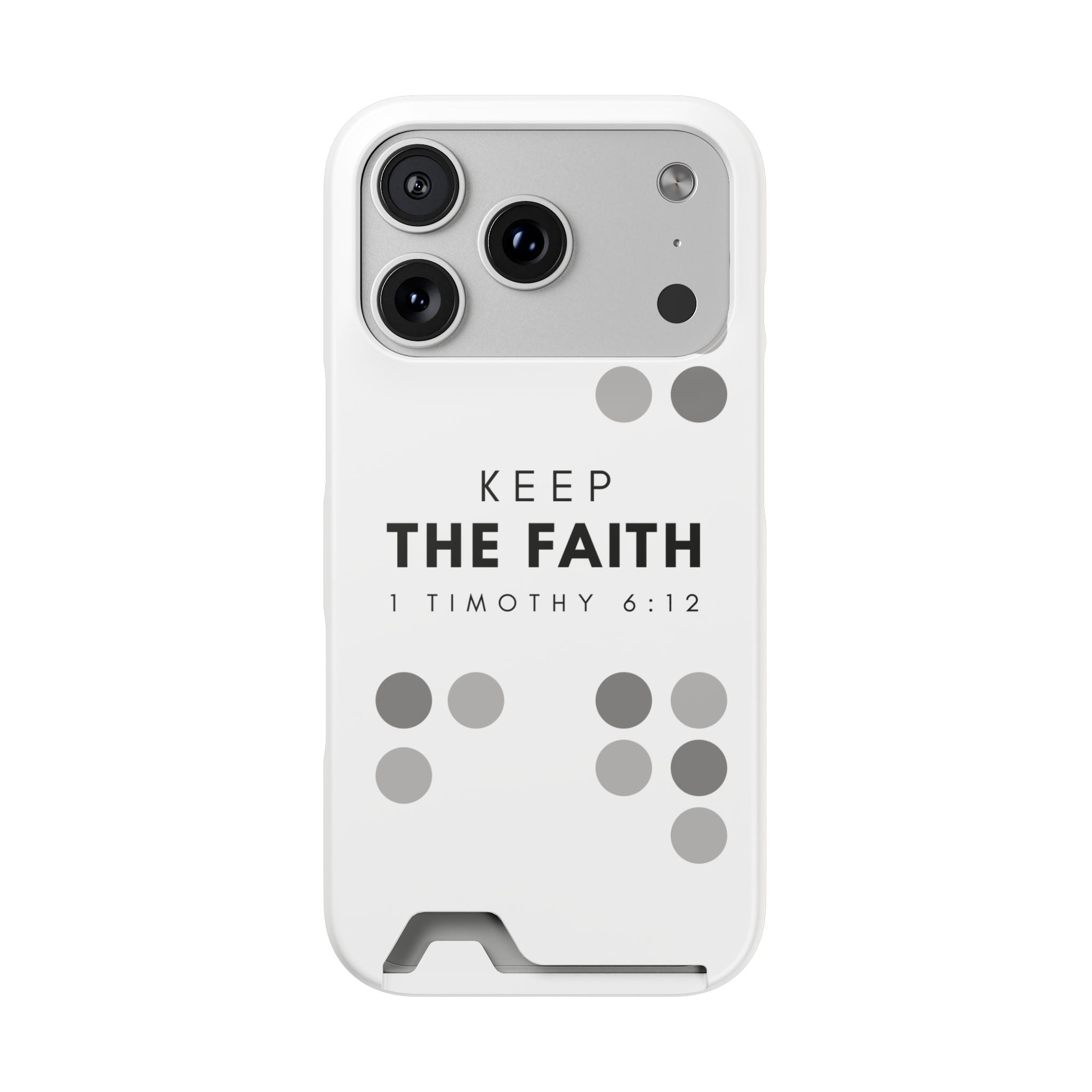 Keep the Faith | iPhone 17 Pro Case w/ Card Holder | Pearl White