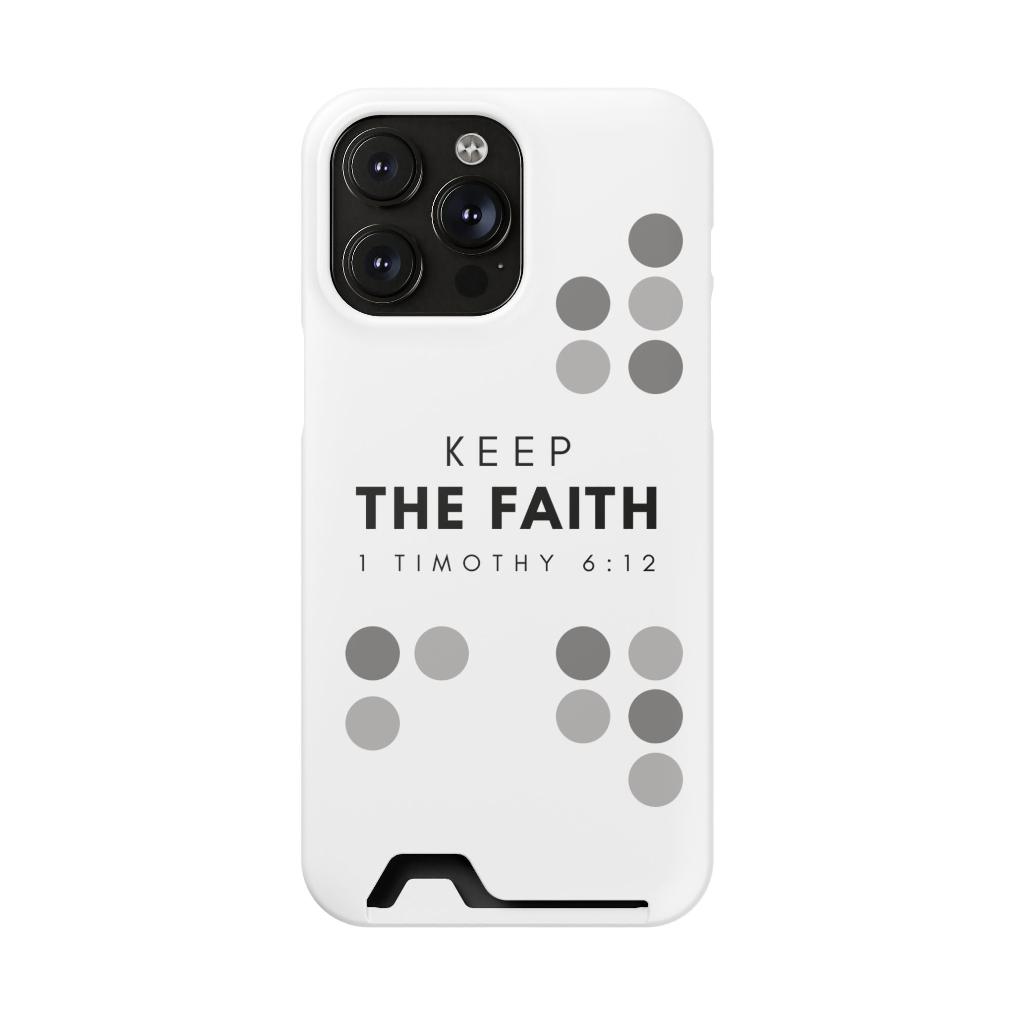Keep the Faith | iPhone 14 Pro Max Case w/ Card Holder | Pearl White