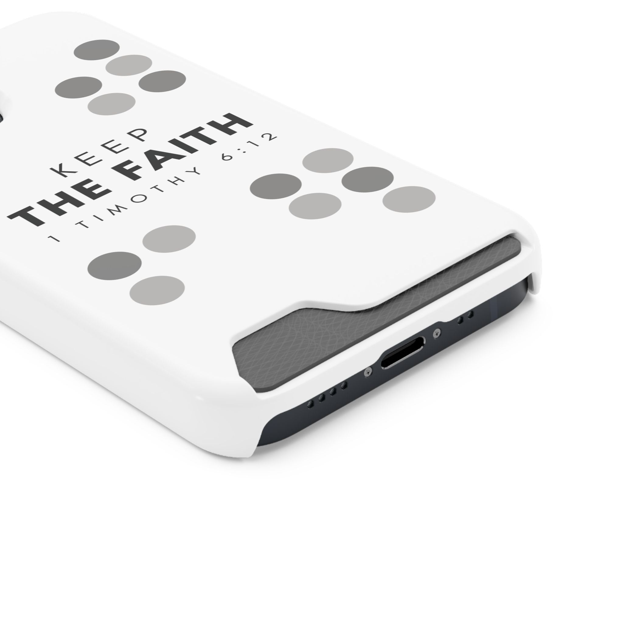 Keep the Faith | Phone Case with Card Holder | Pearl White