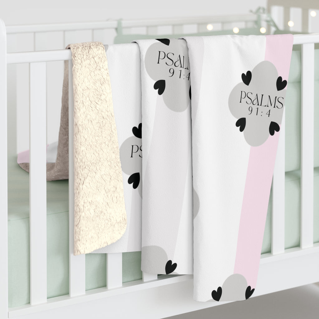 Psalms 91:4 | Sherpa Fleece Blanket | Precious Pink