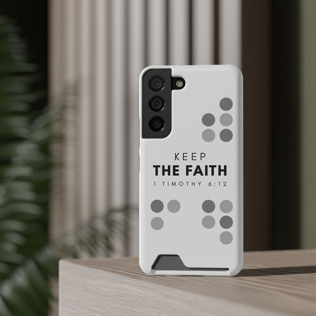 Keep the Faith | Galaxy S22 Case w/ Card Holder | Pearl White