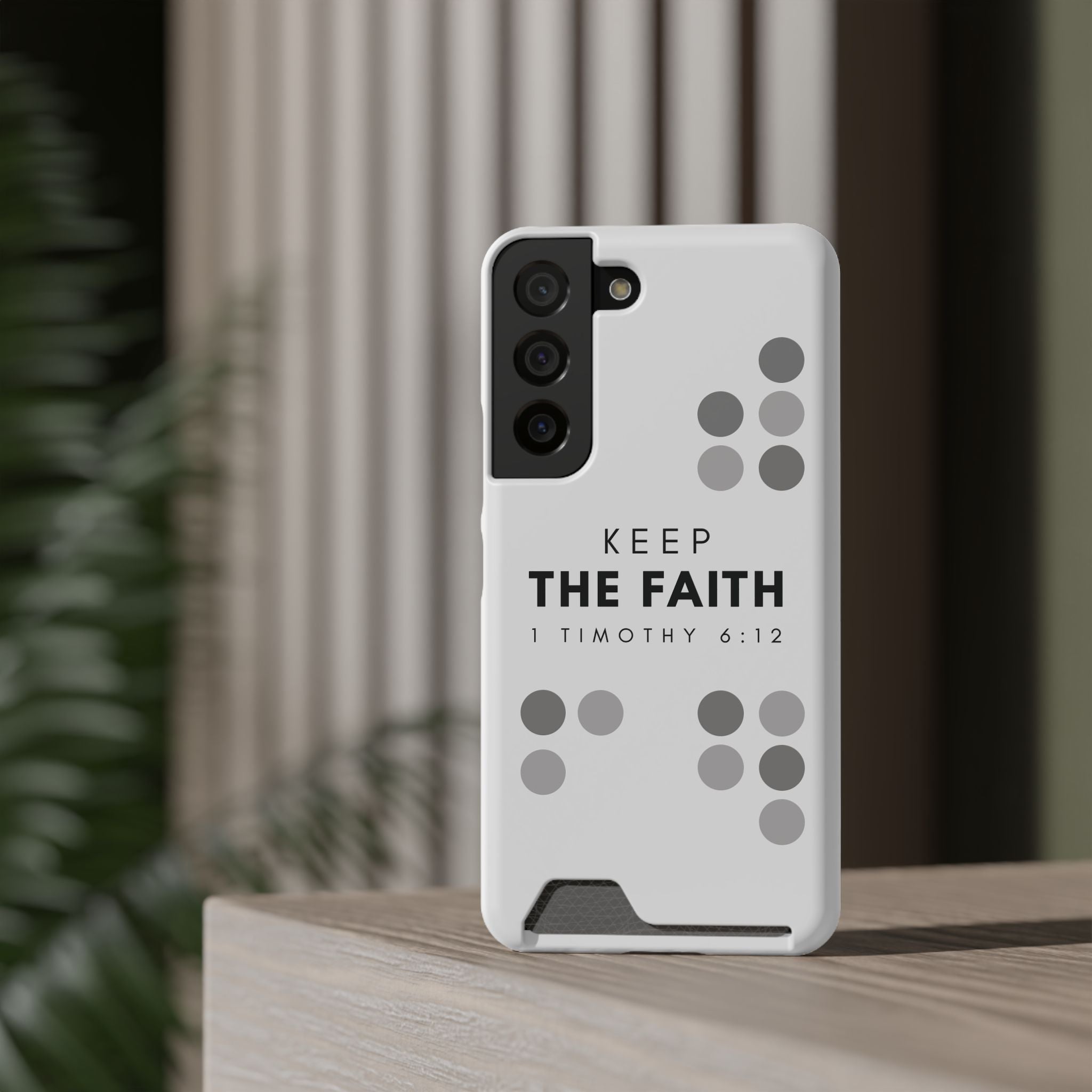 Keep the Faith | Galaxy S22 Case w/ Card Holder | Pearl White
