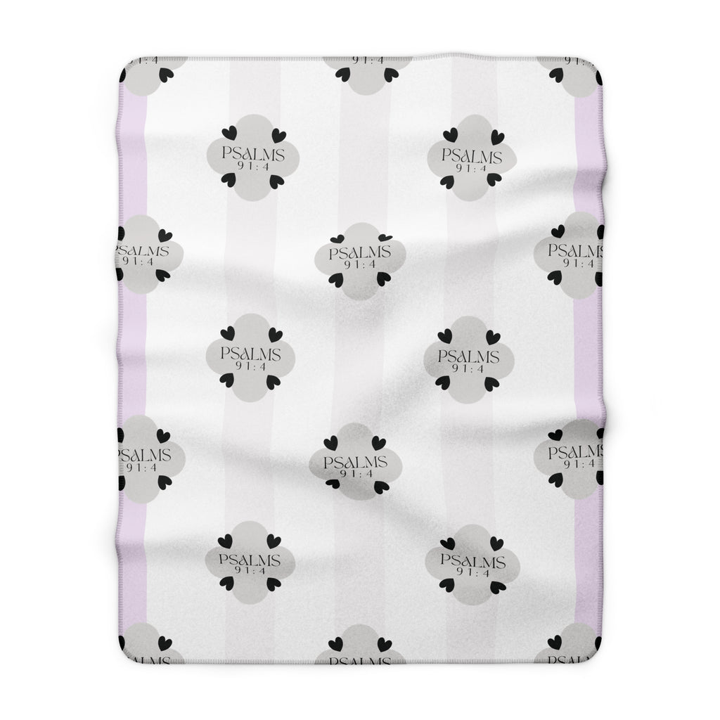 Psalms 91:4 | Sherpa Fleece Blanket | At Peace Lavender