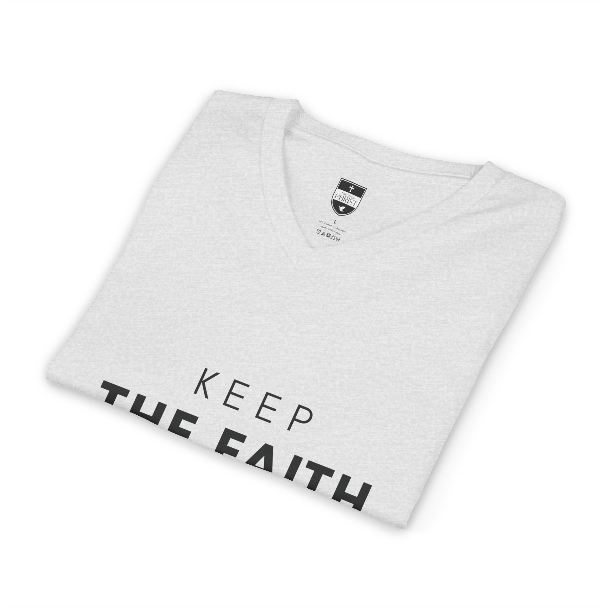 Keep the Faith | Mens White Tee | V Neck