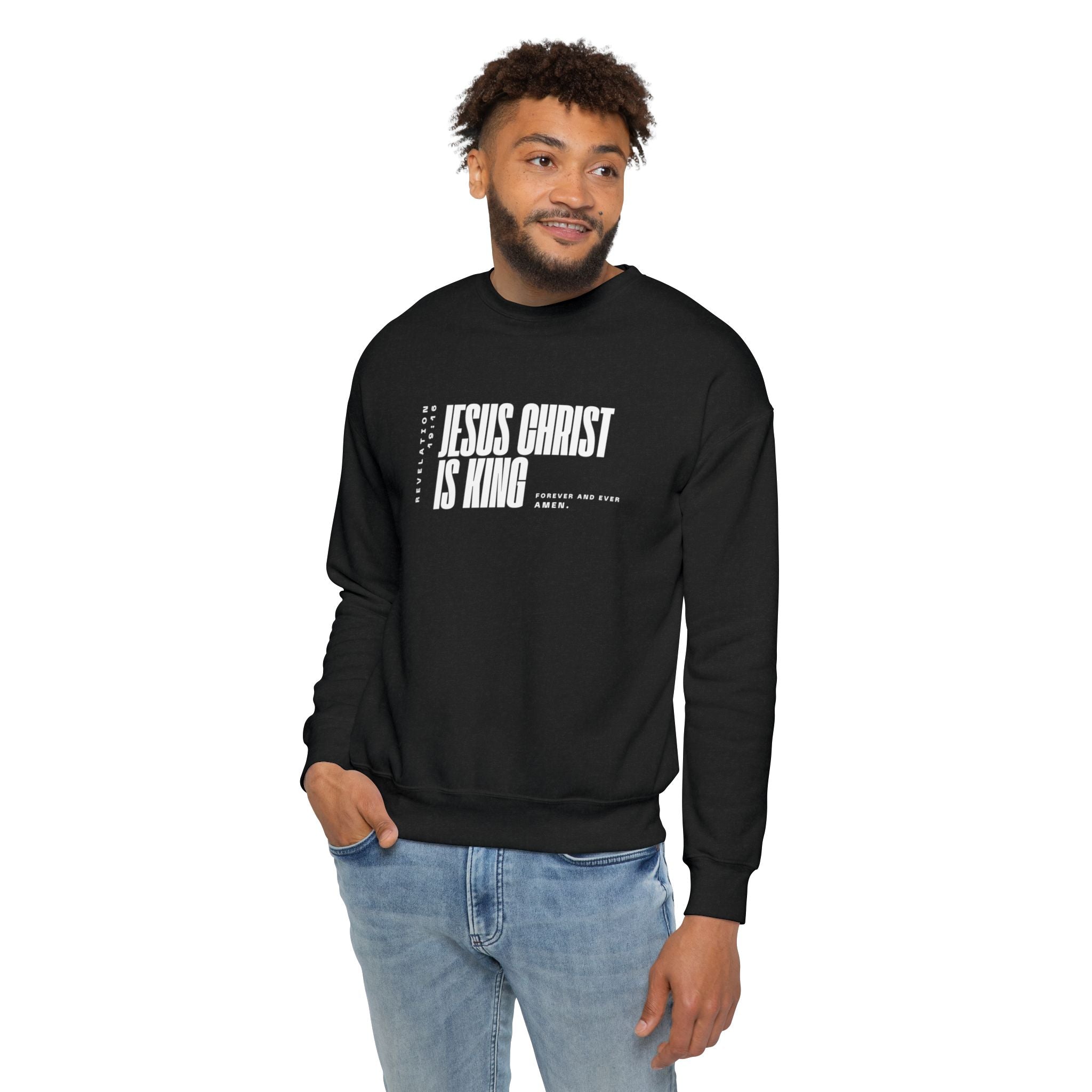 Jesus Is King | Mens Sweatshirt | Bold Black