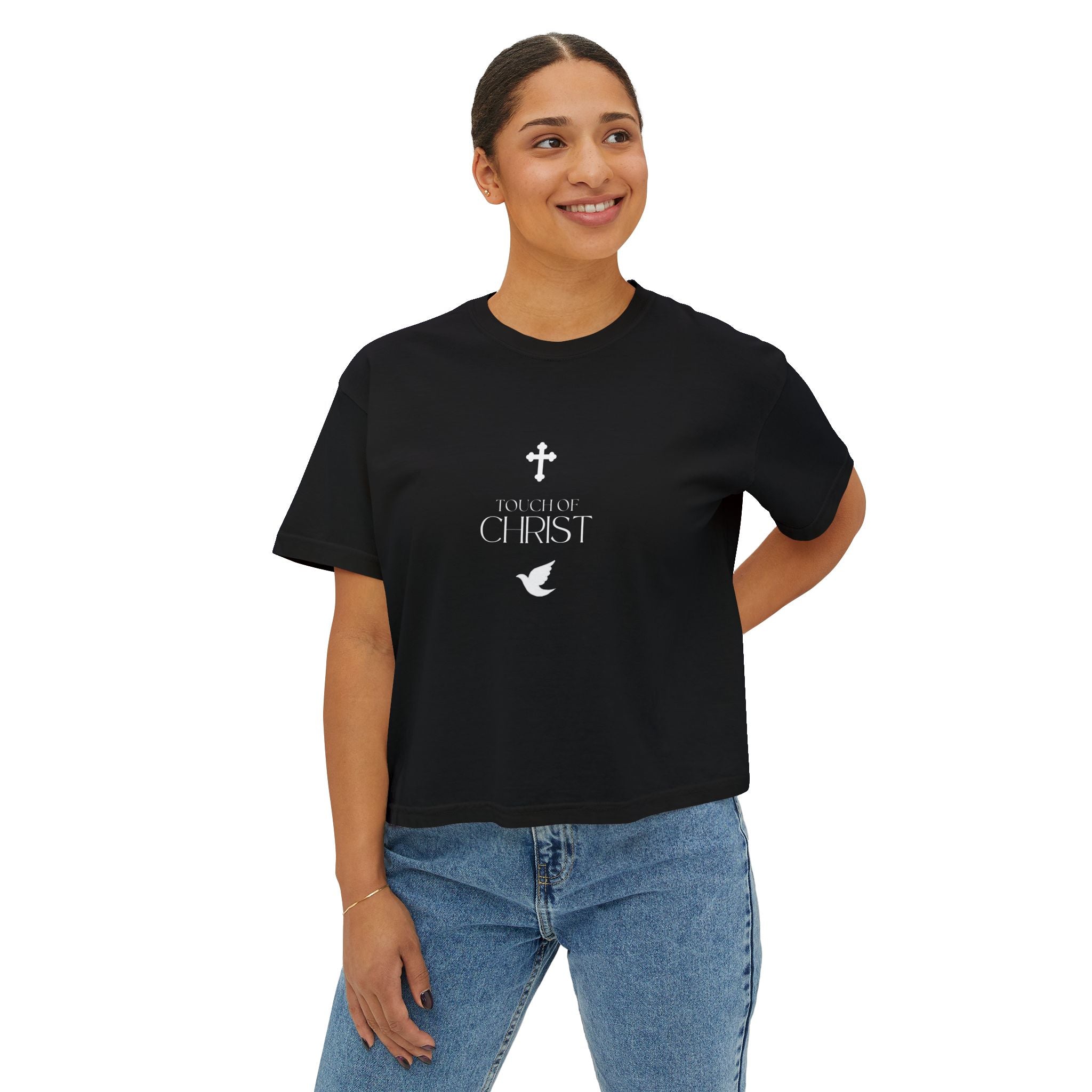Touch of Christ | Women's Tee | Pearl White Type