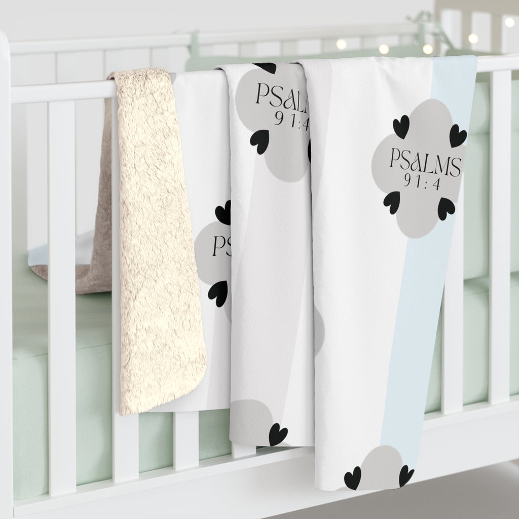Psalms 91:4 | Sherpa Fleece Blanket | Sky Blue