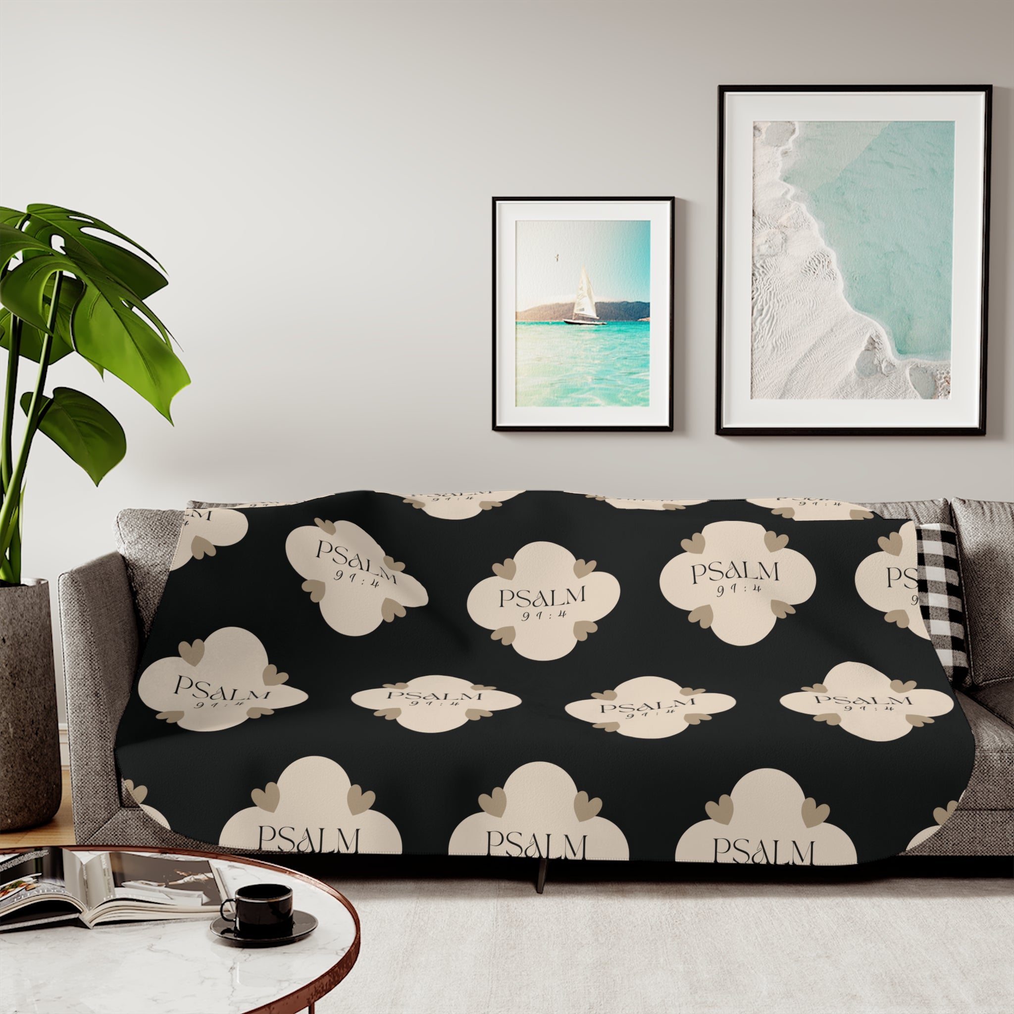 Psalm 91:4 | Sherpa Fleece Blanket | Sandy Brown