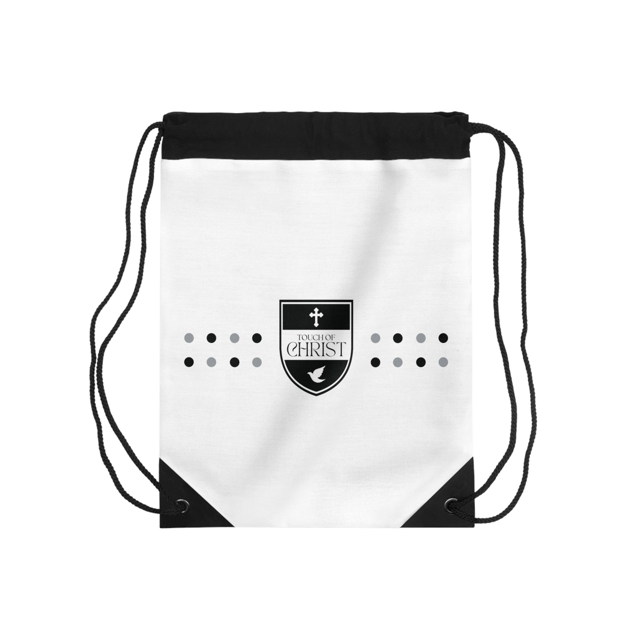 Touch of Christ Crest | Drawstring Bag | Bold Black | Dots
