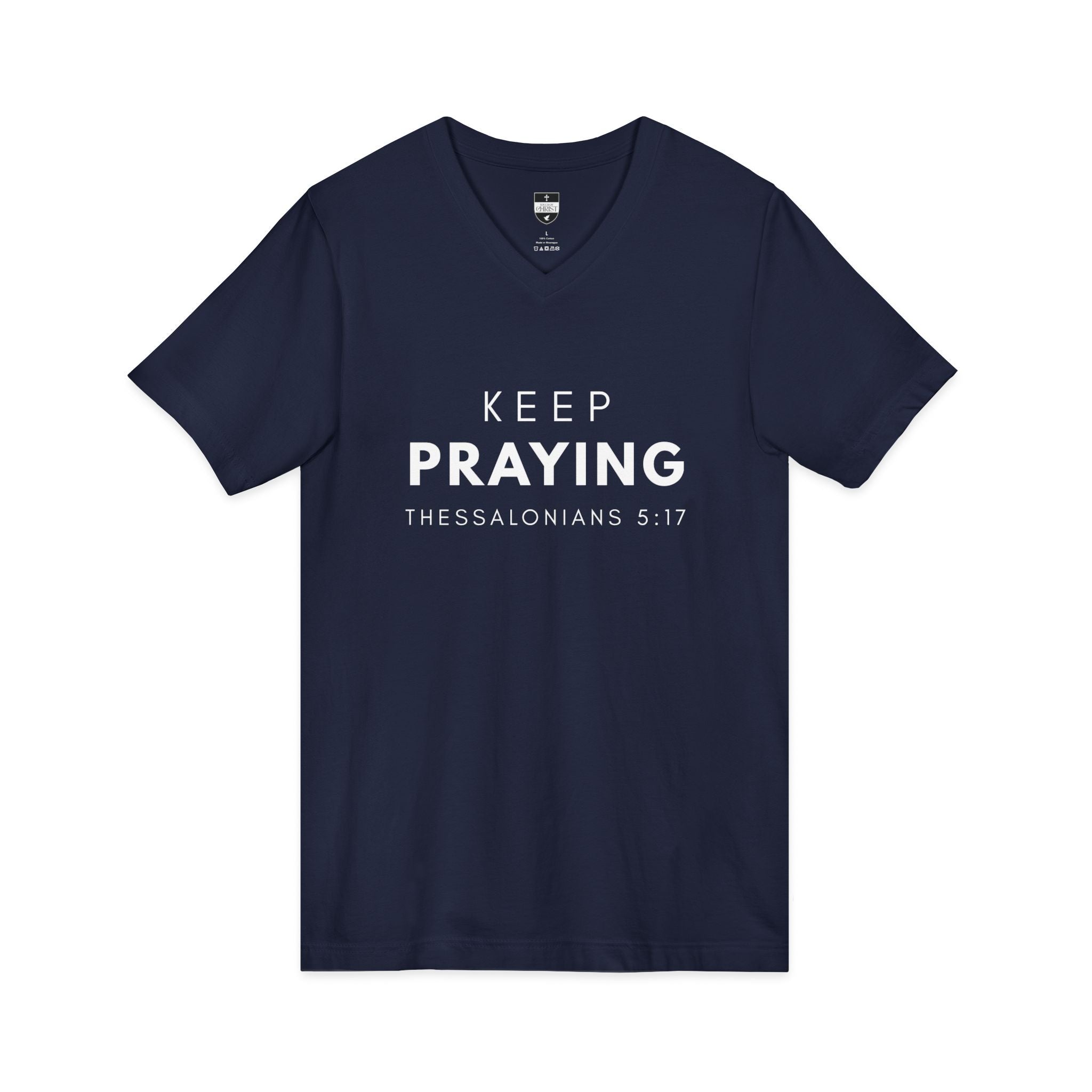 Keep Praying | Mens Tee - Bold Black | V Neck