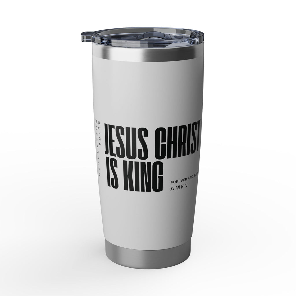 Jesus Is King | Tumbler, 20oz. | Pearl White