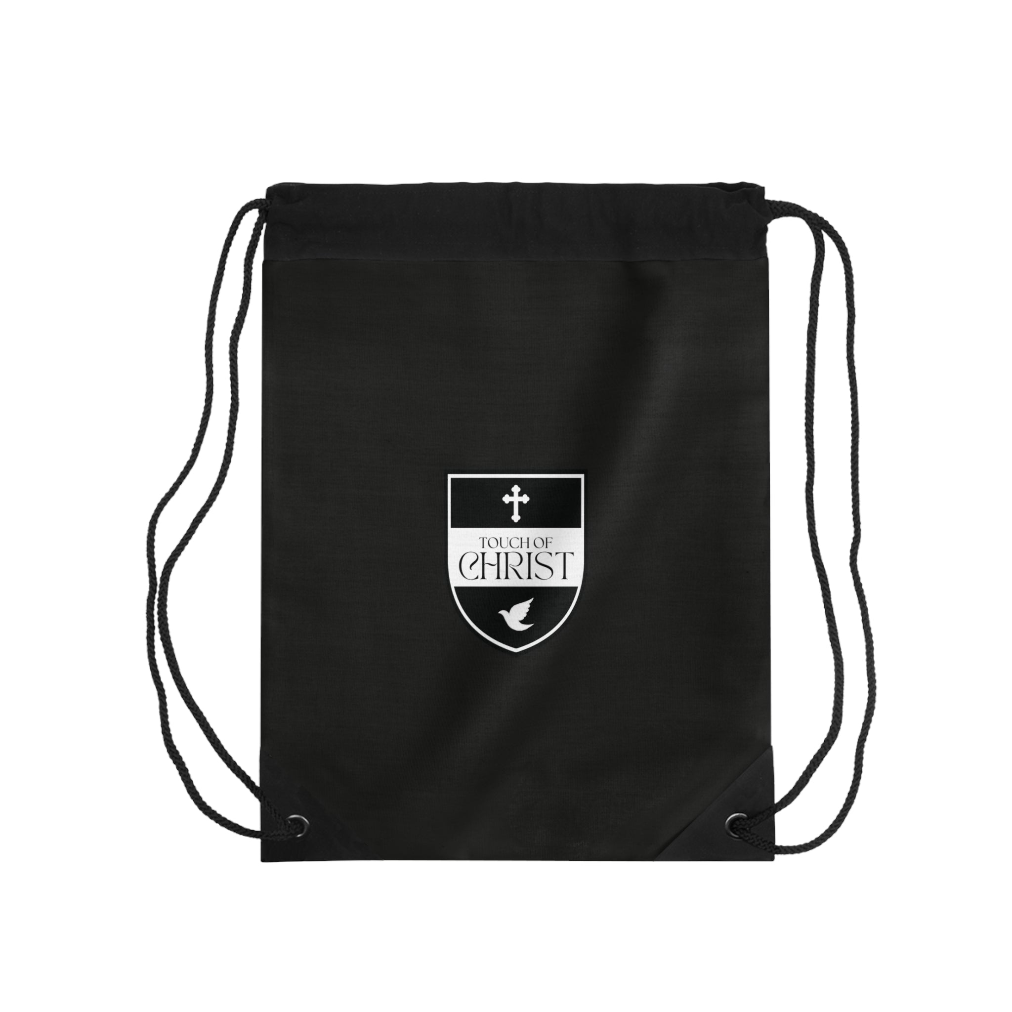 Touch of Christ Crest | Drawstring Bag | Bold Black