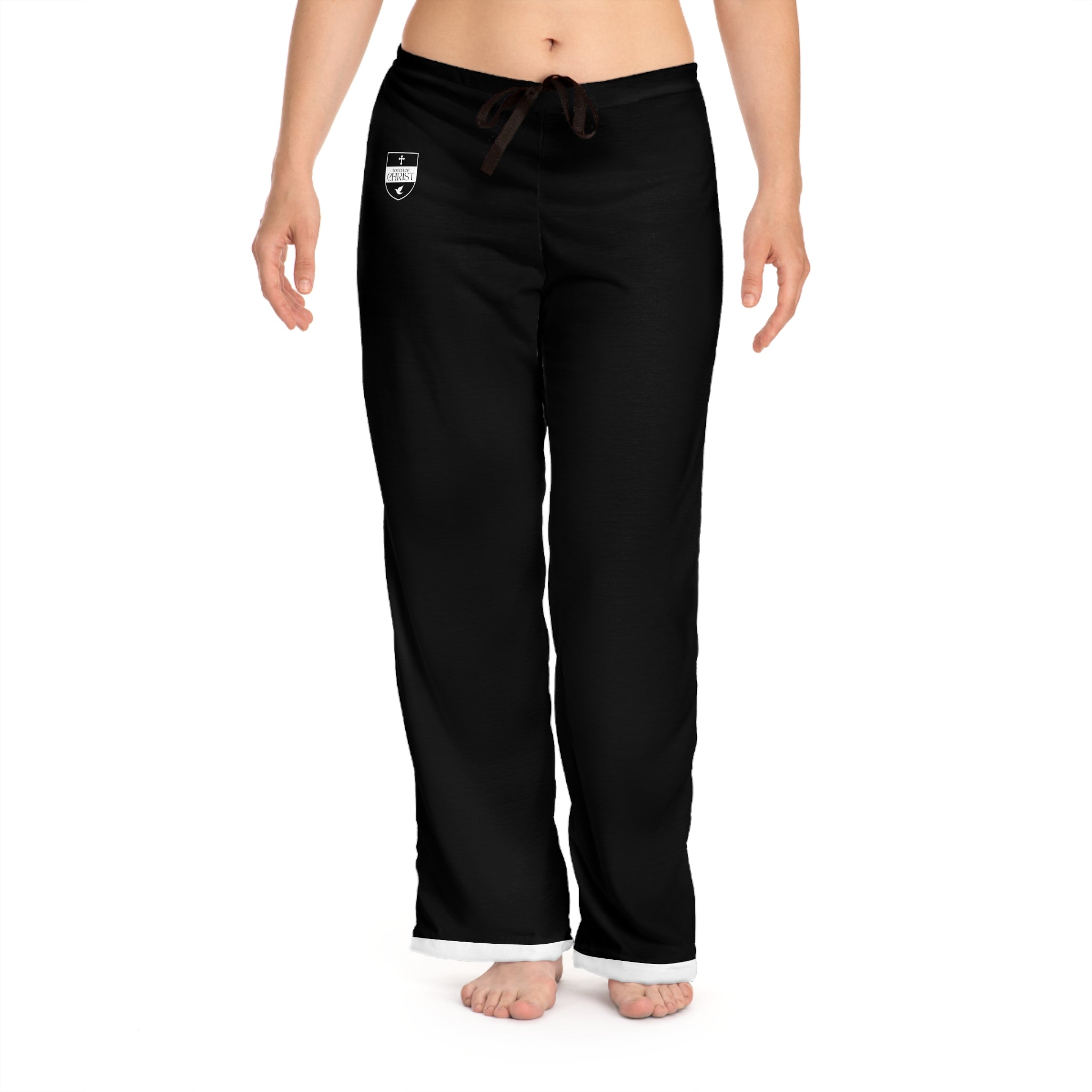 Touch of Christ Crest | Womens Pajama Bottoms | Bold Black