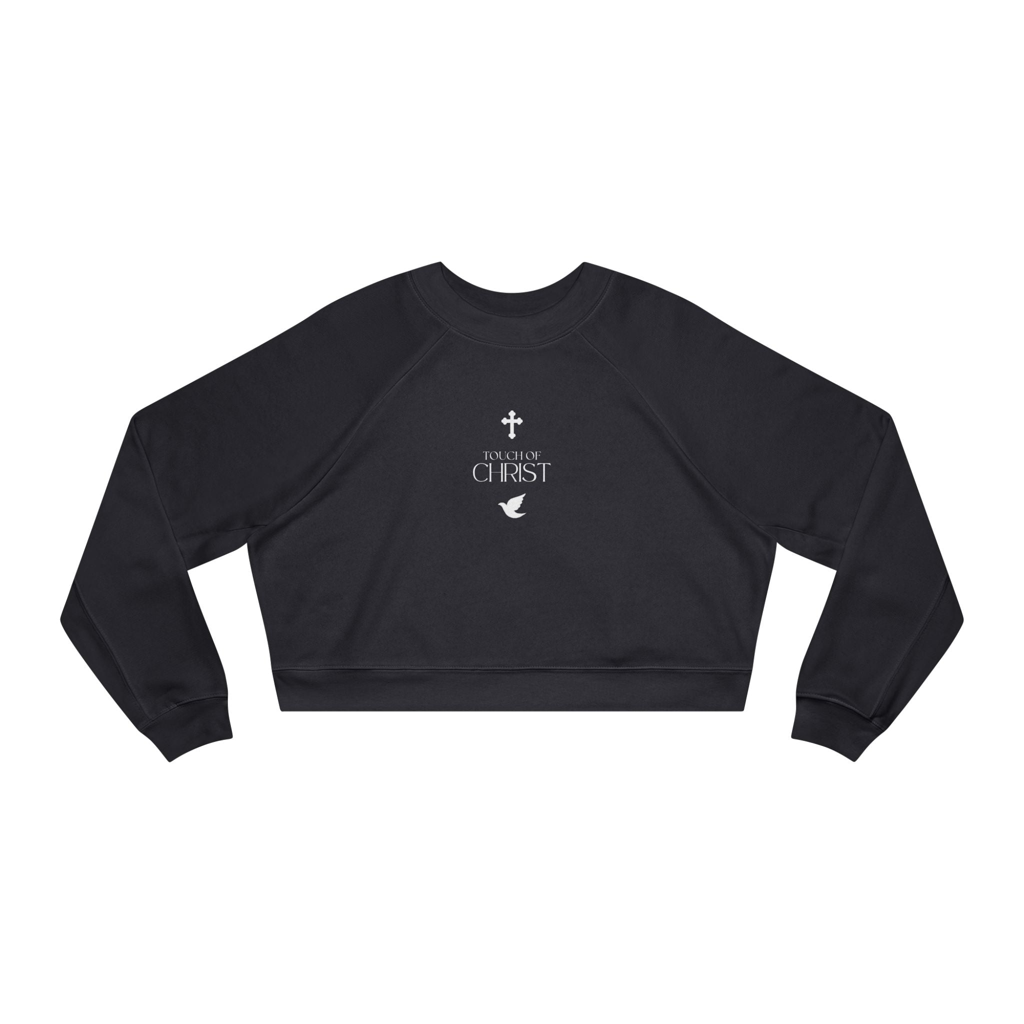 Touch of Christ | Cropped Fleece Pullover | Pearl White Type