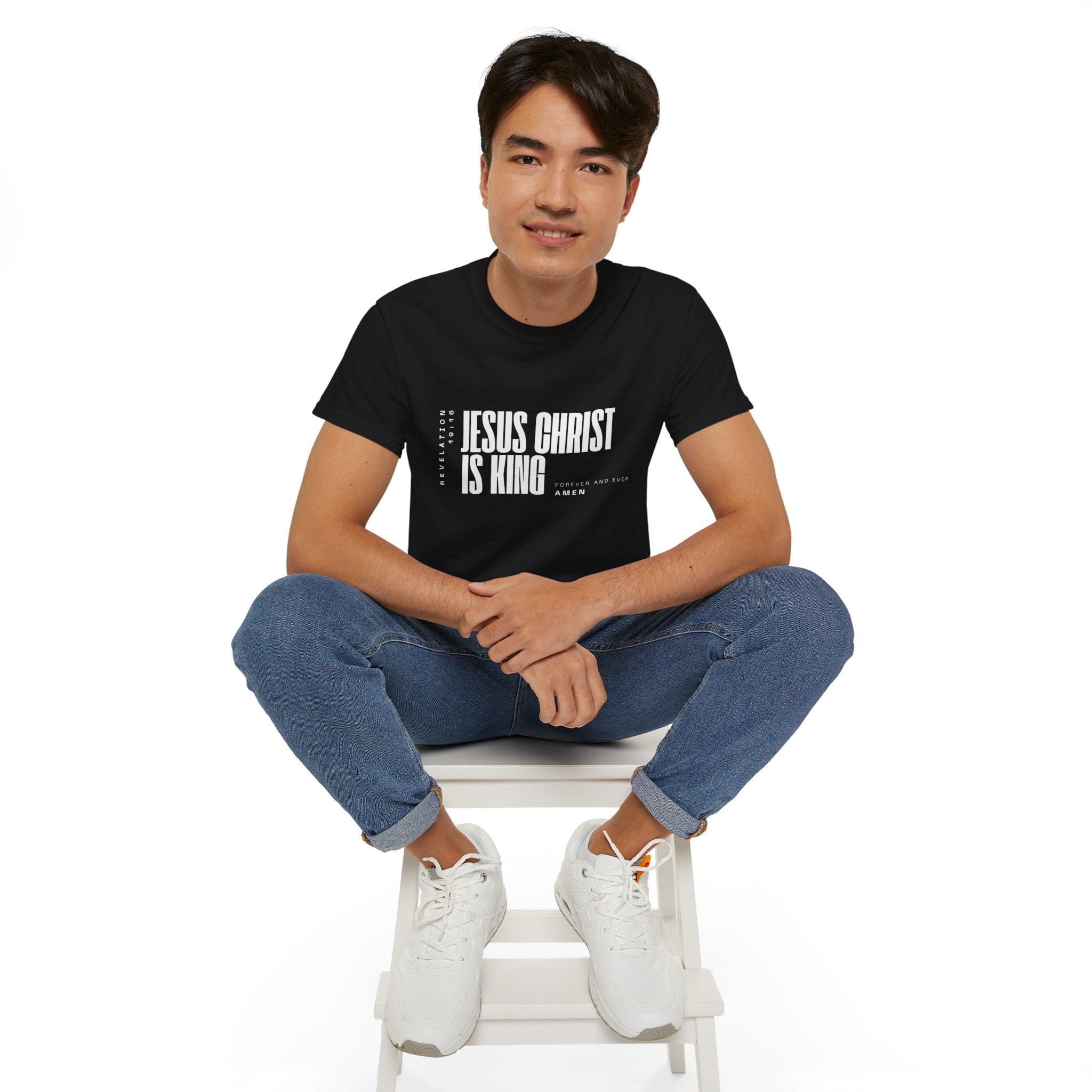 Jesus Is King | Men's Scoop Neck Tee | Bold Black