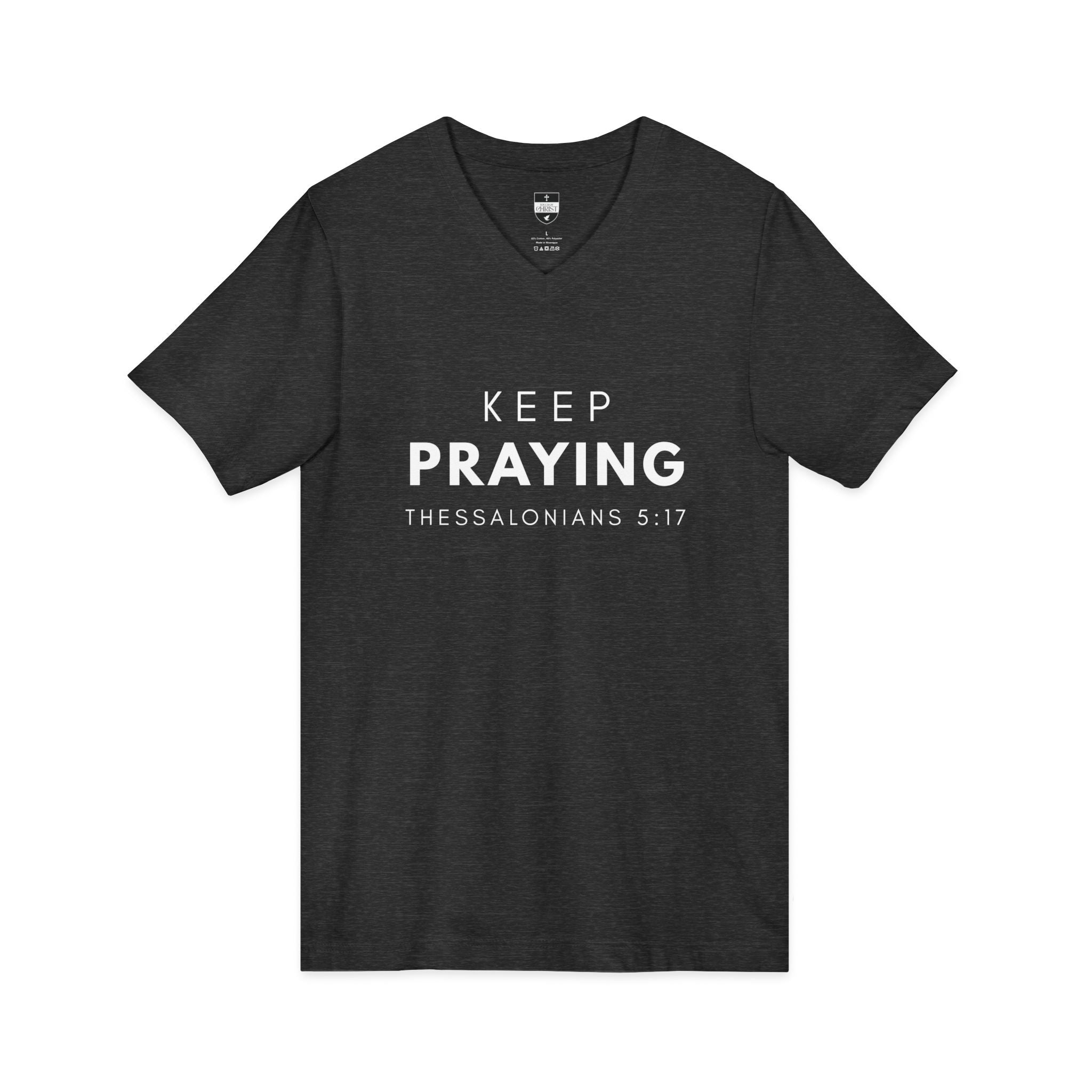 Keep Praying | Mens Tee - Bold Black | V Neck