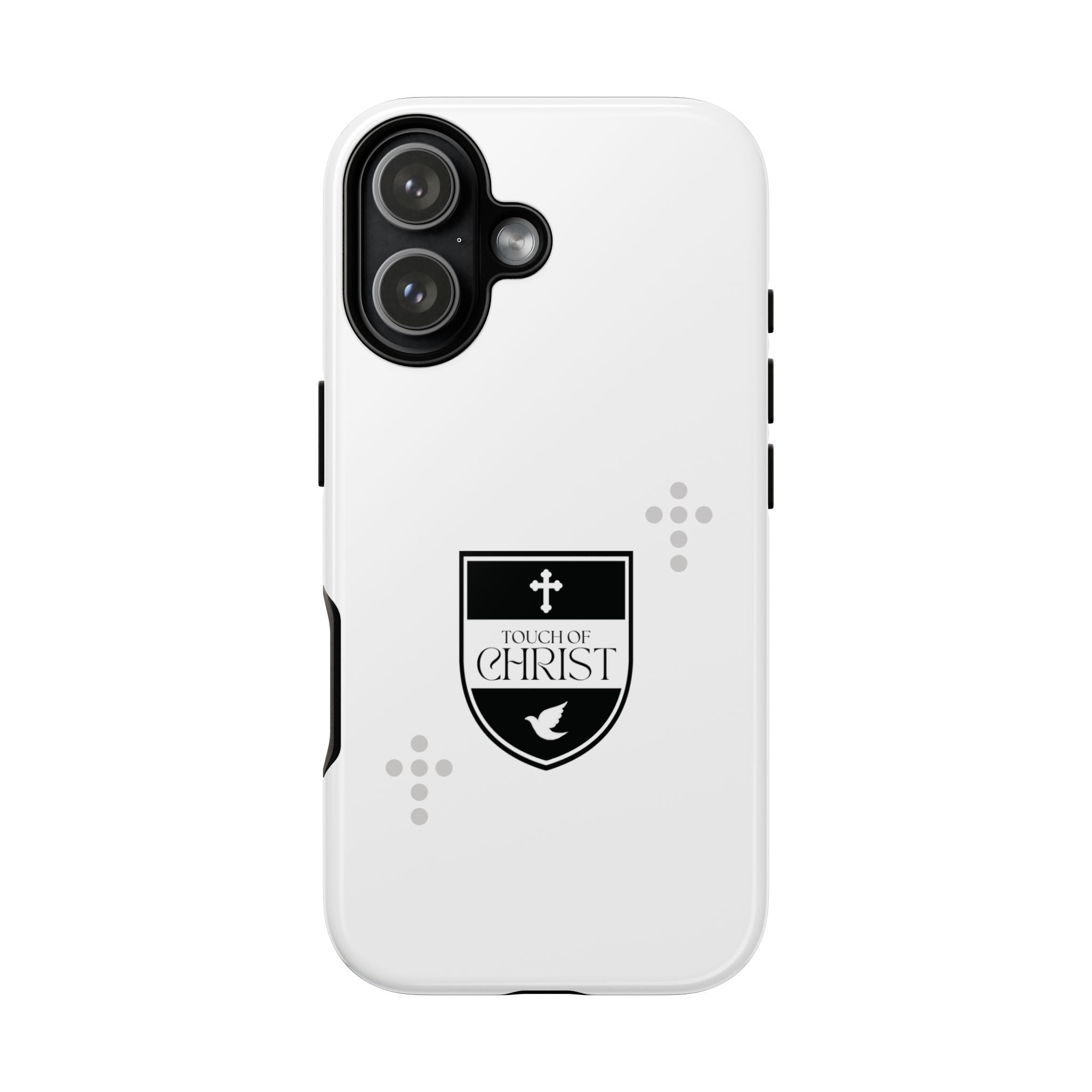 Touch of Christ Crest | iPhone 17 Case | Pearl White