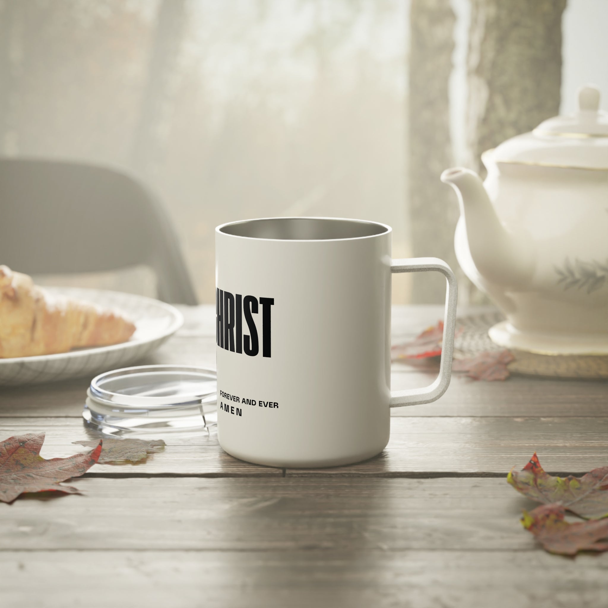 Jesus Is King | Insulated Mug, 10oz. | Pearl White