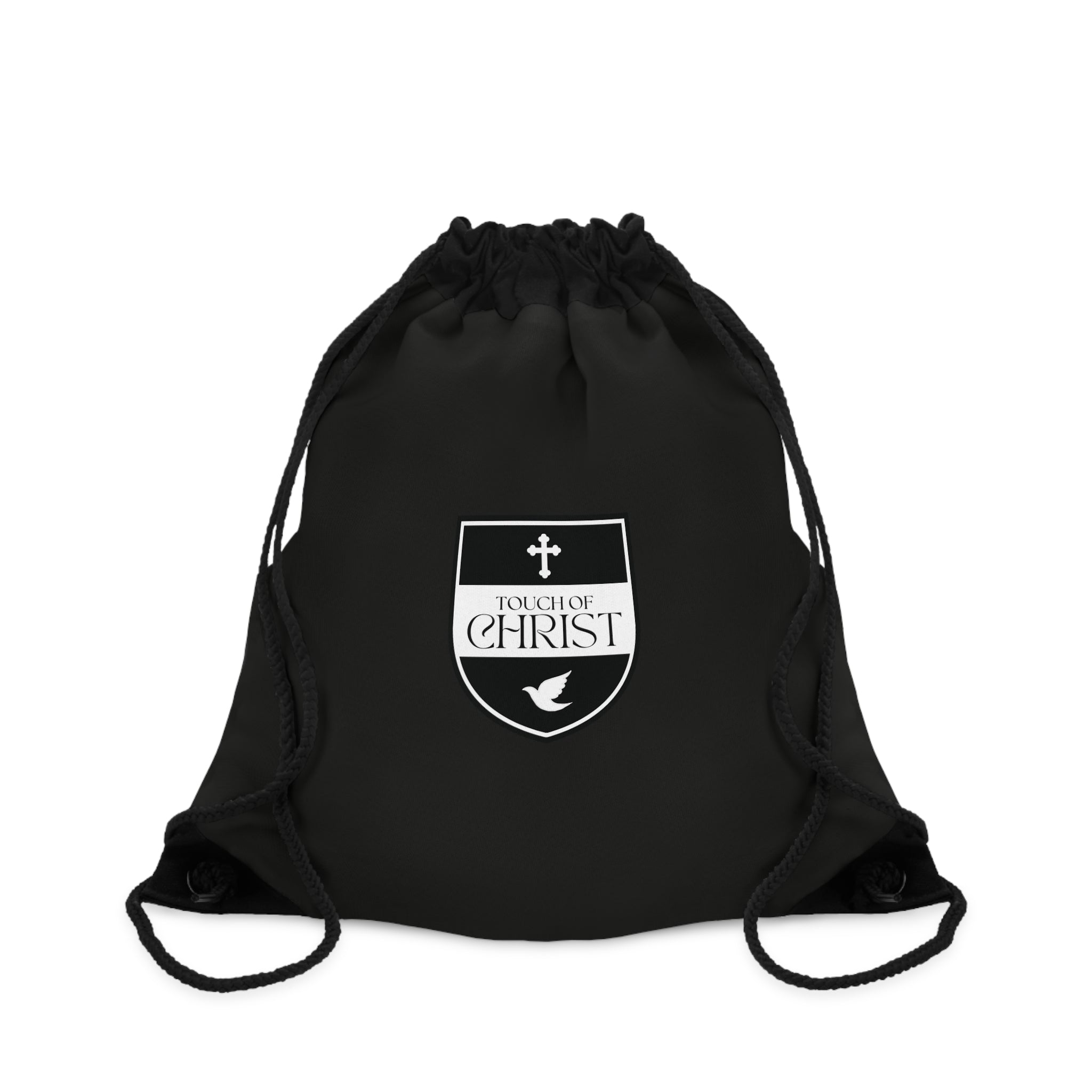Touch of Christ Crest | Drawstring Bag | Bold Black