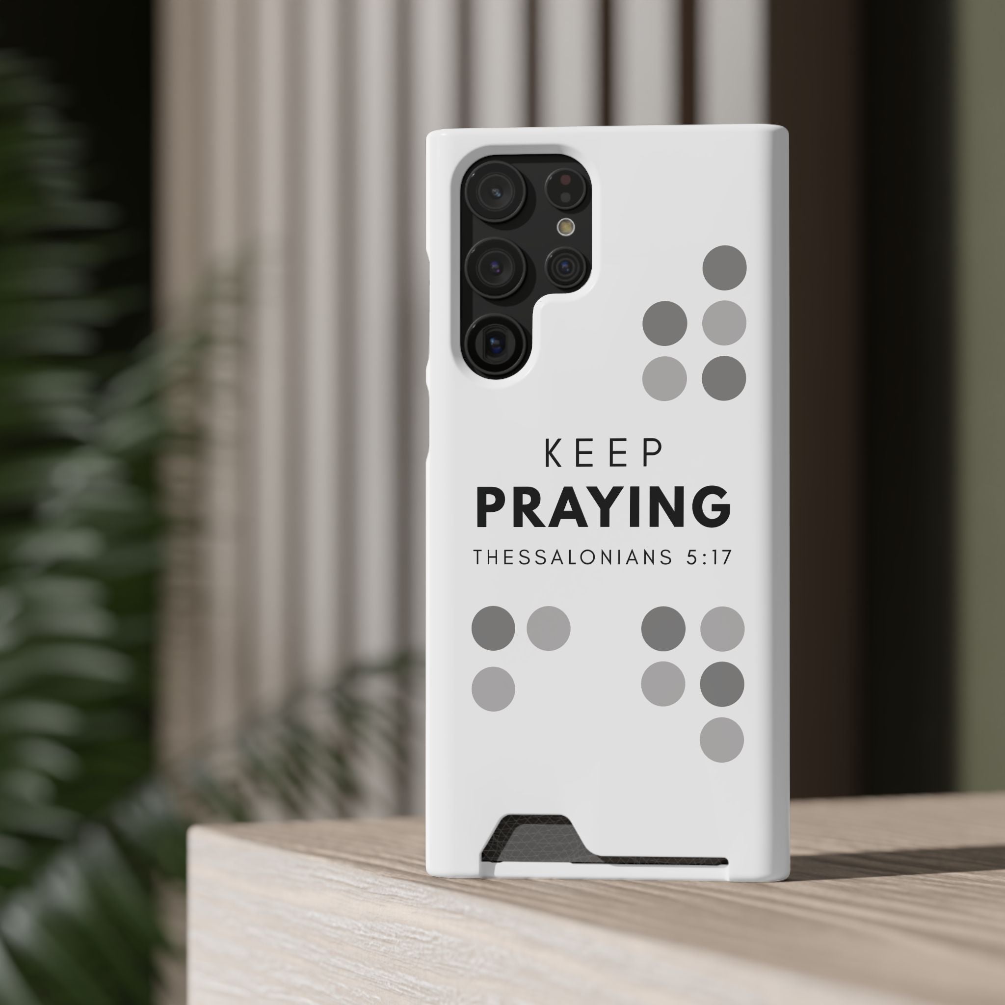 Keep Praying | Phone Case with Card Holder | Pearl White