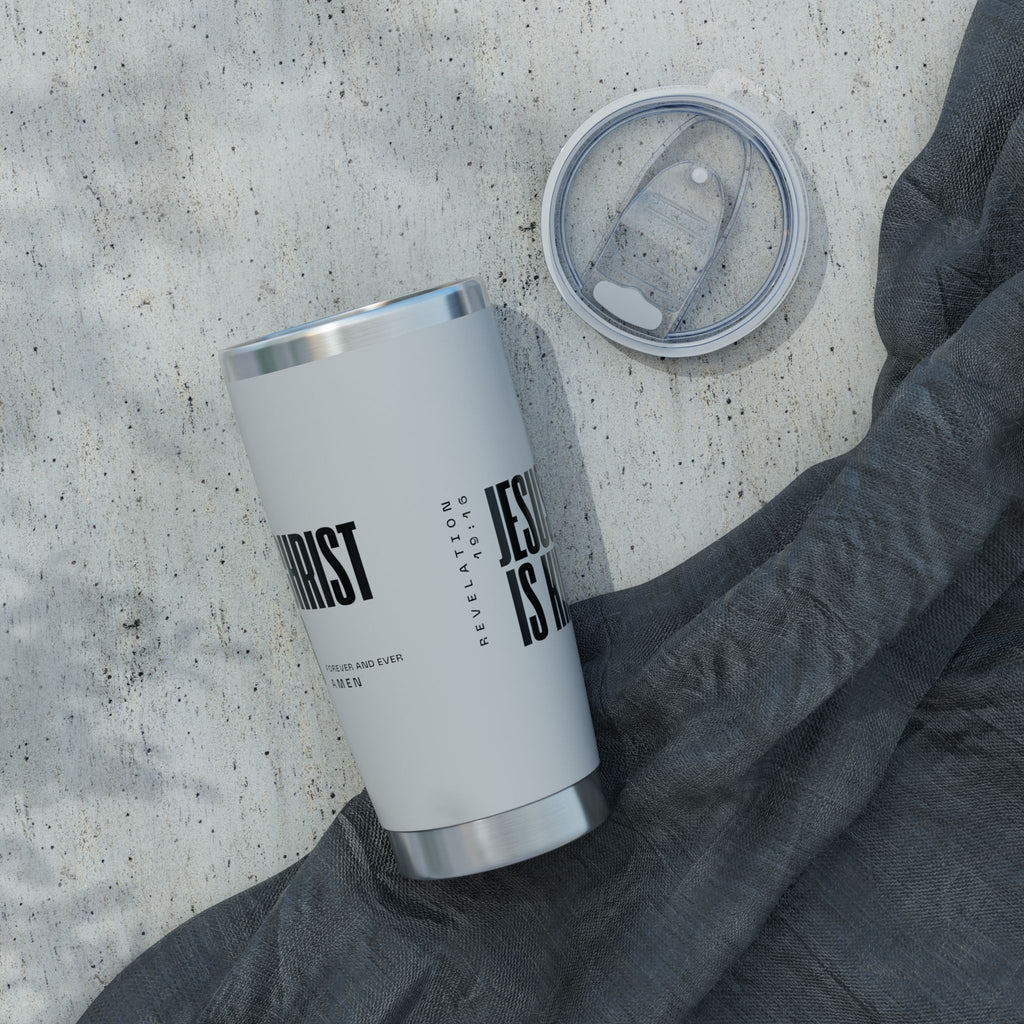 Jesus Is King | Tumbler, 20oz. | Pearl White
