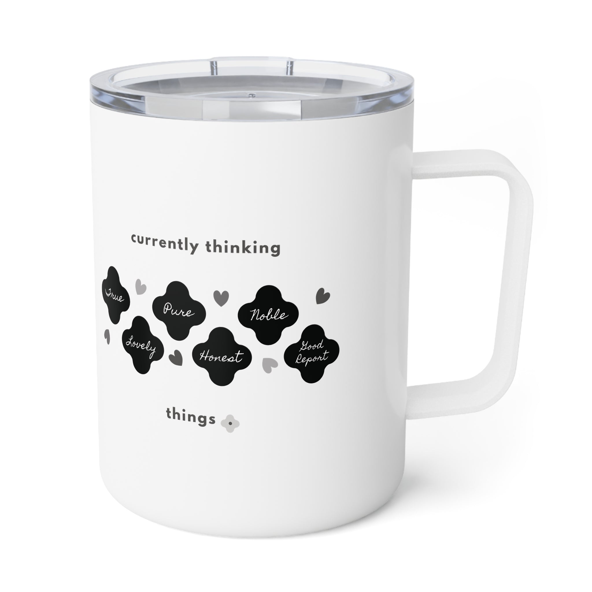 Philippians 4:8 | Insulated Mug, 10oz. | Pearl White