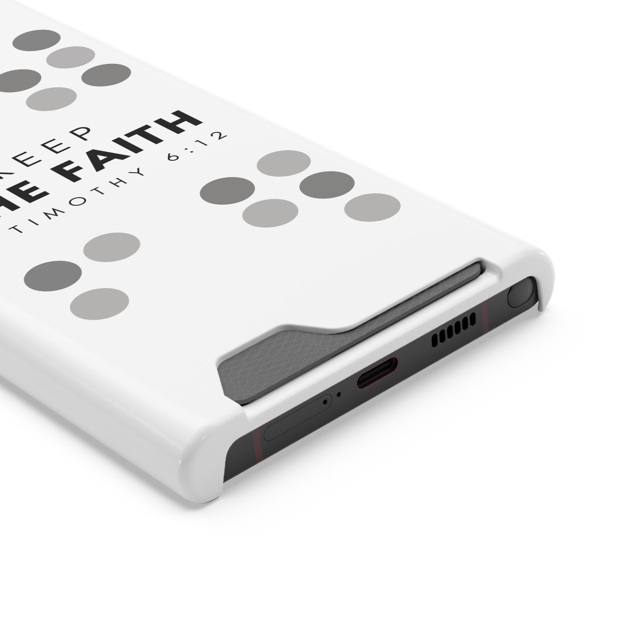 Keep the Faith | Phone Case with Card Holder | Pearl White
