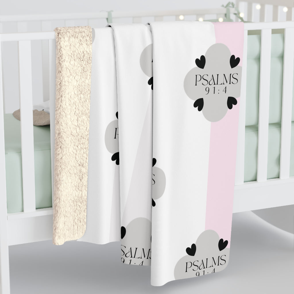 Psalms 91:4 | Sherpa Fleece Blanket | Precious Pink