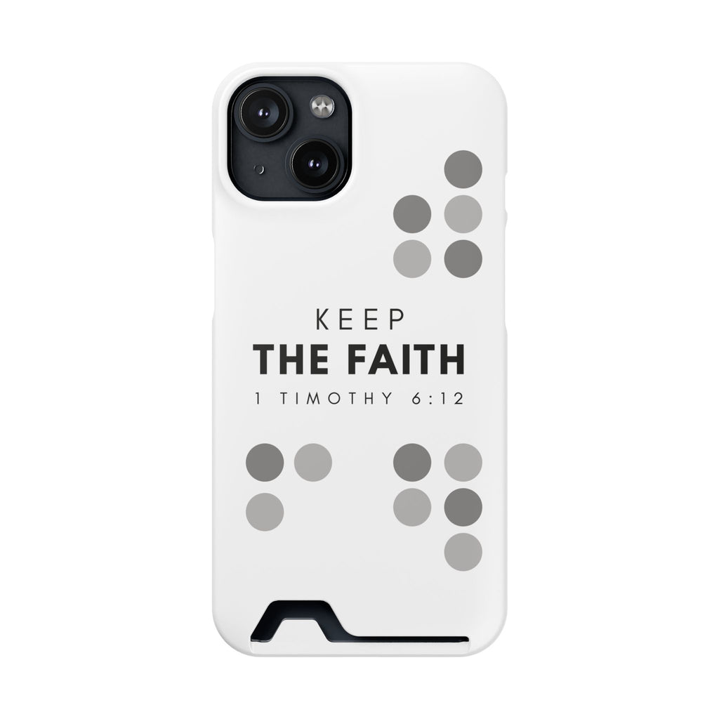 Keep the Faith | iPhone 14 Case w/ Card Holder | Pearl White