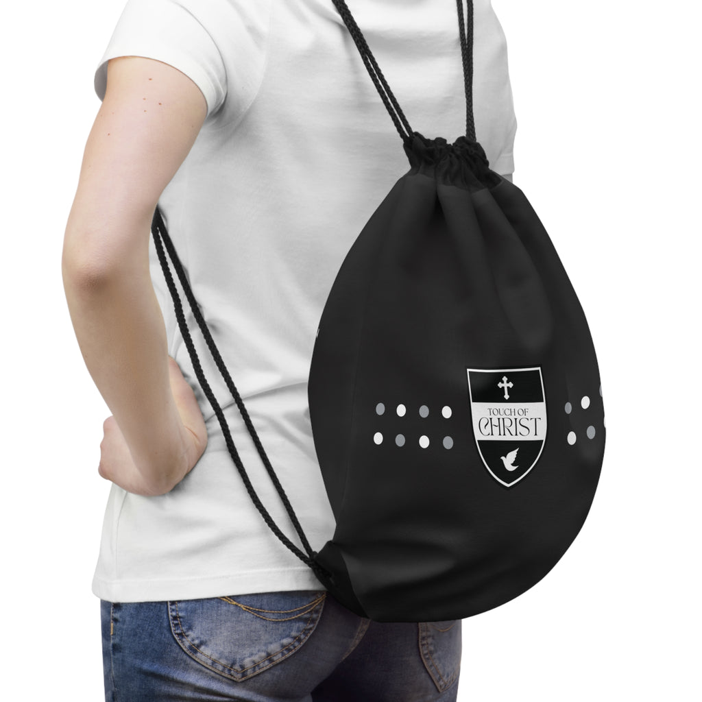 Touch of Christ Crest | Drawstring Bag | Charcoal | Dots