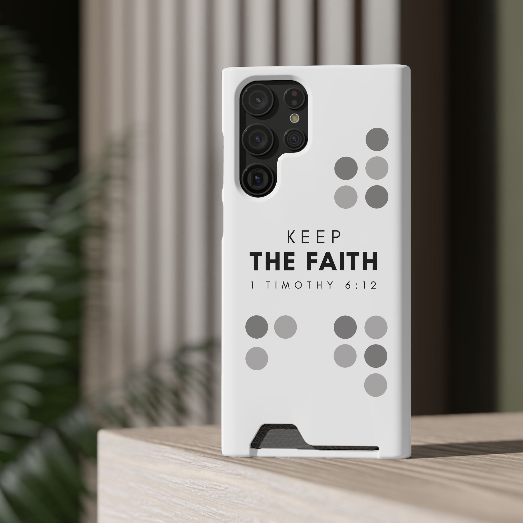 Keep the Faith | Phone Case with Card Holder | Pearl White