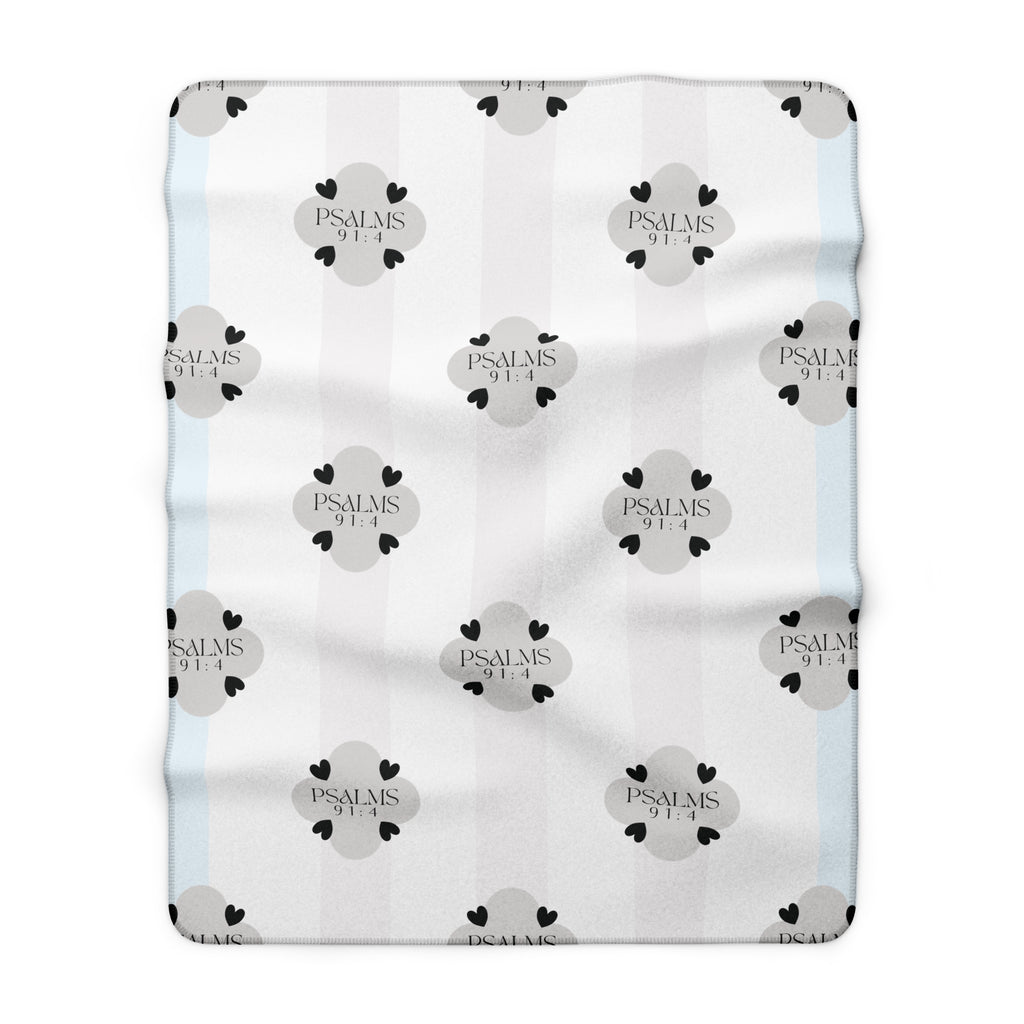 Psalms 91:4 | Sherpa Fleece Blanket | Sky Blue