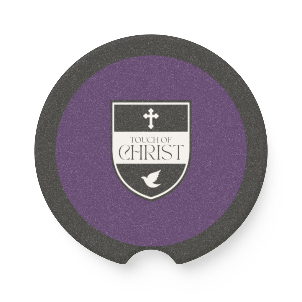 Touch of Christ Crest | Soapstone Car Coaster - 2pk | Royal Purple