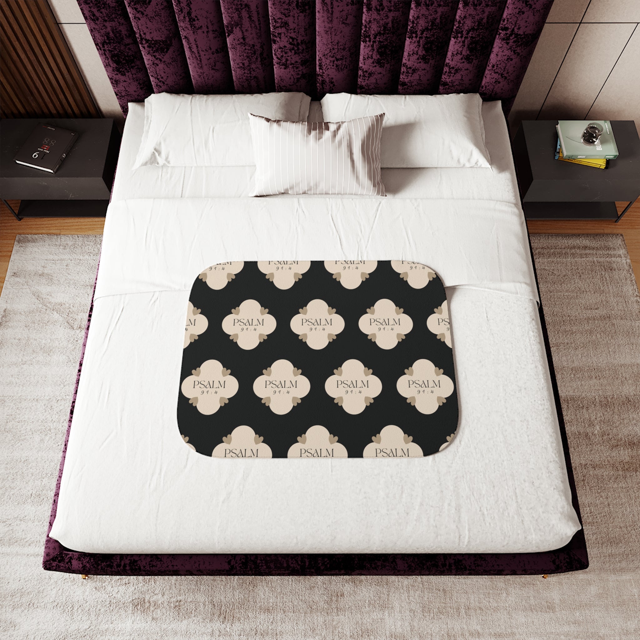 Psalm 91:4 | Sherpa Fleece Blanket | Sandy Brown