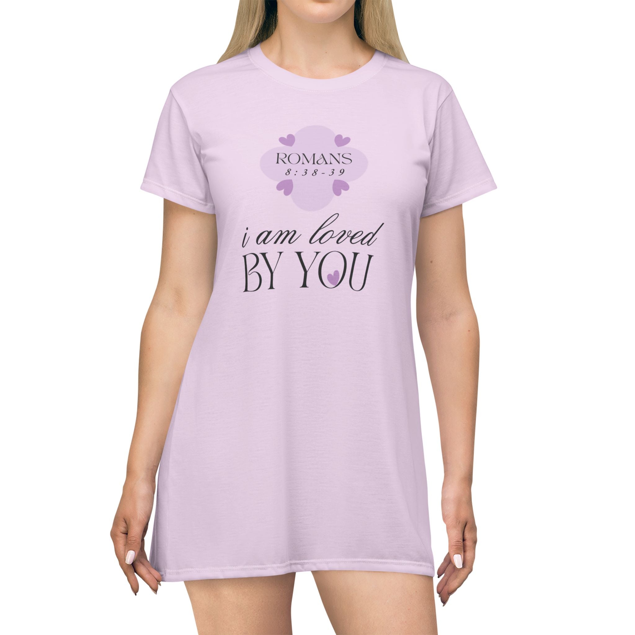 I Am Loved By You | Womens Pajama Tshirt Dress | At Peace Lavender