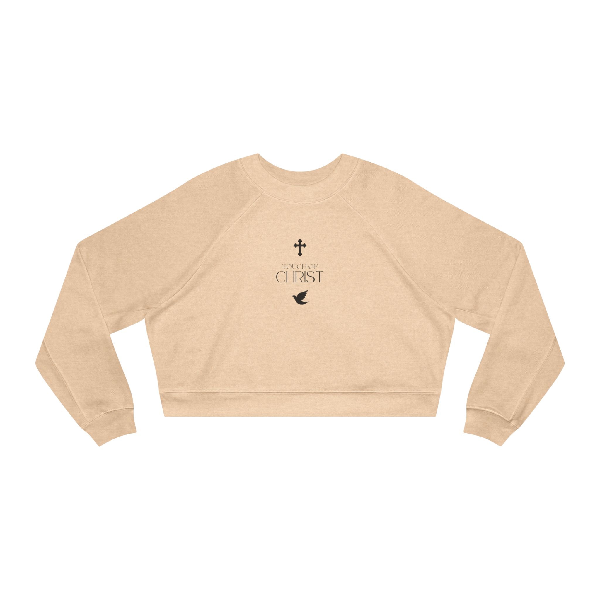 Touch of Christ | Cropped Fleece Pullover | Bold Black Type