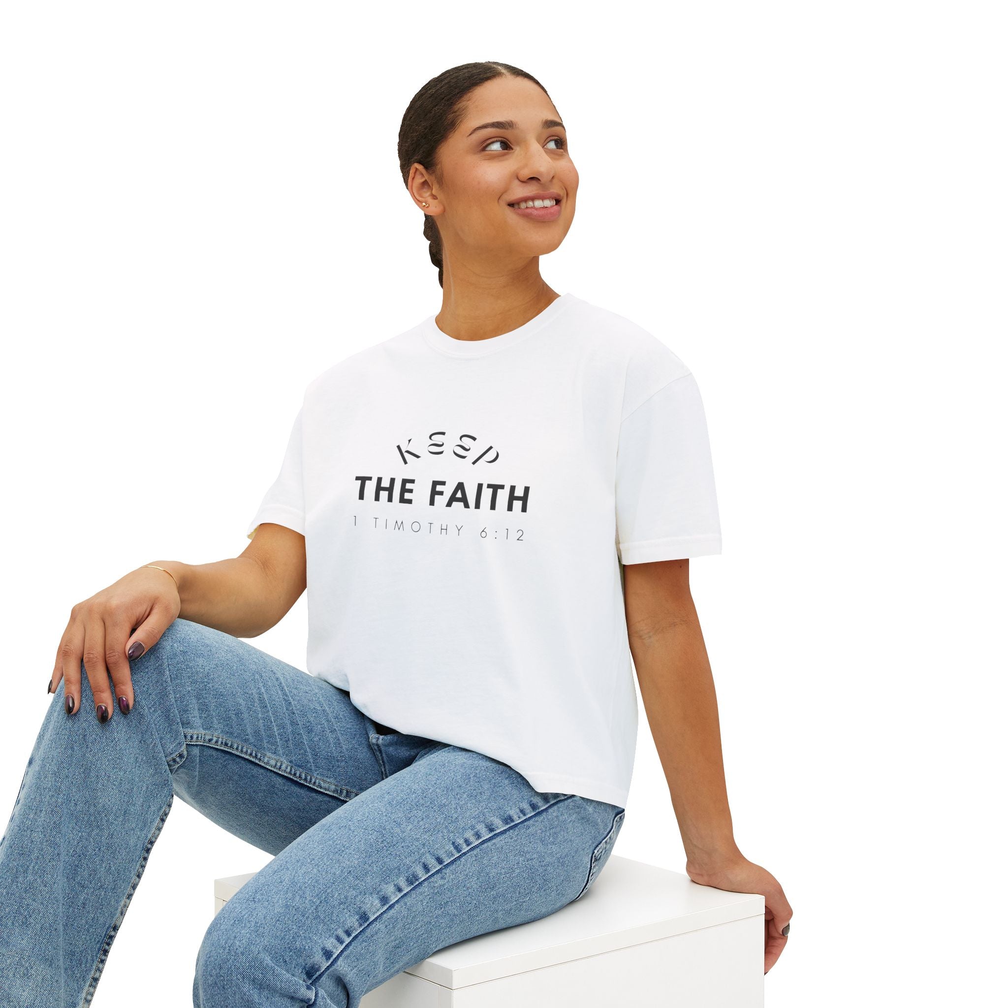 Keep the Faith | Women's Boxy Tee | Pearl White