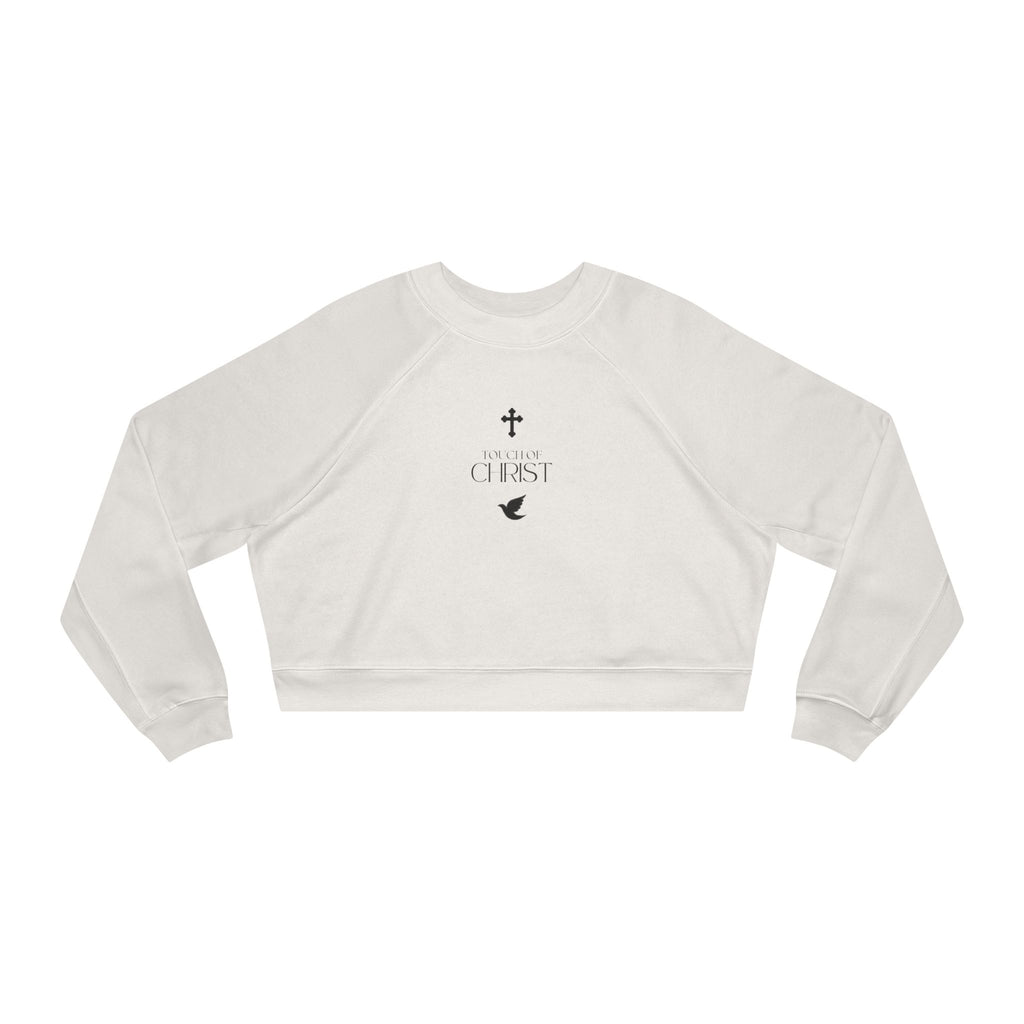 Touch of Christ | Cropped Fleece Pullover | Bold Black Type