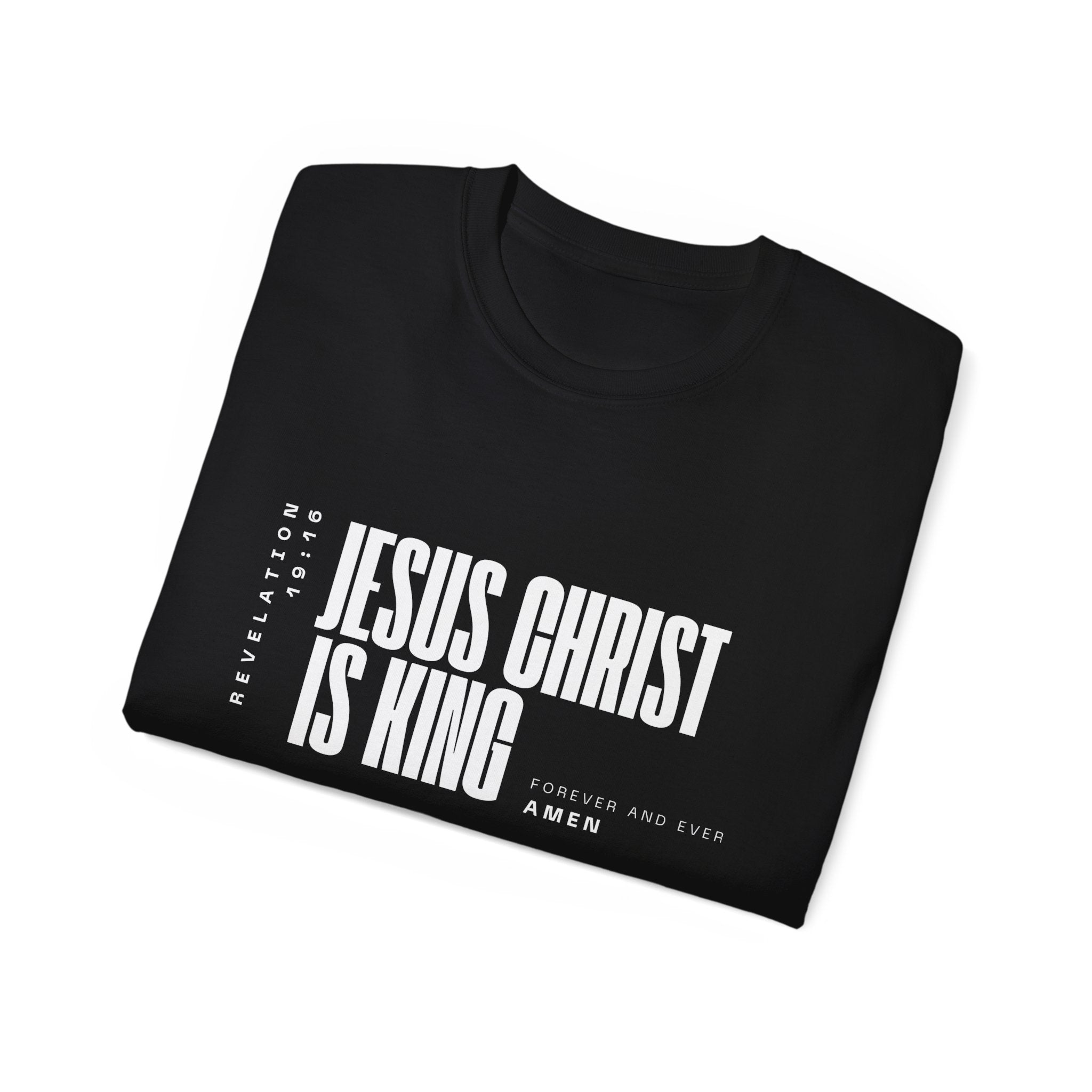 Jesus Is King | Men's Scoop Neck Tee | Bold Black