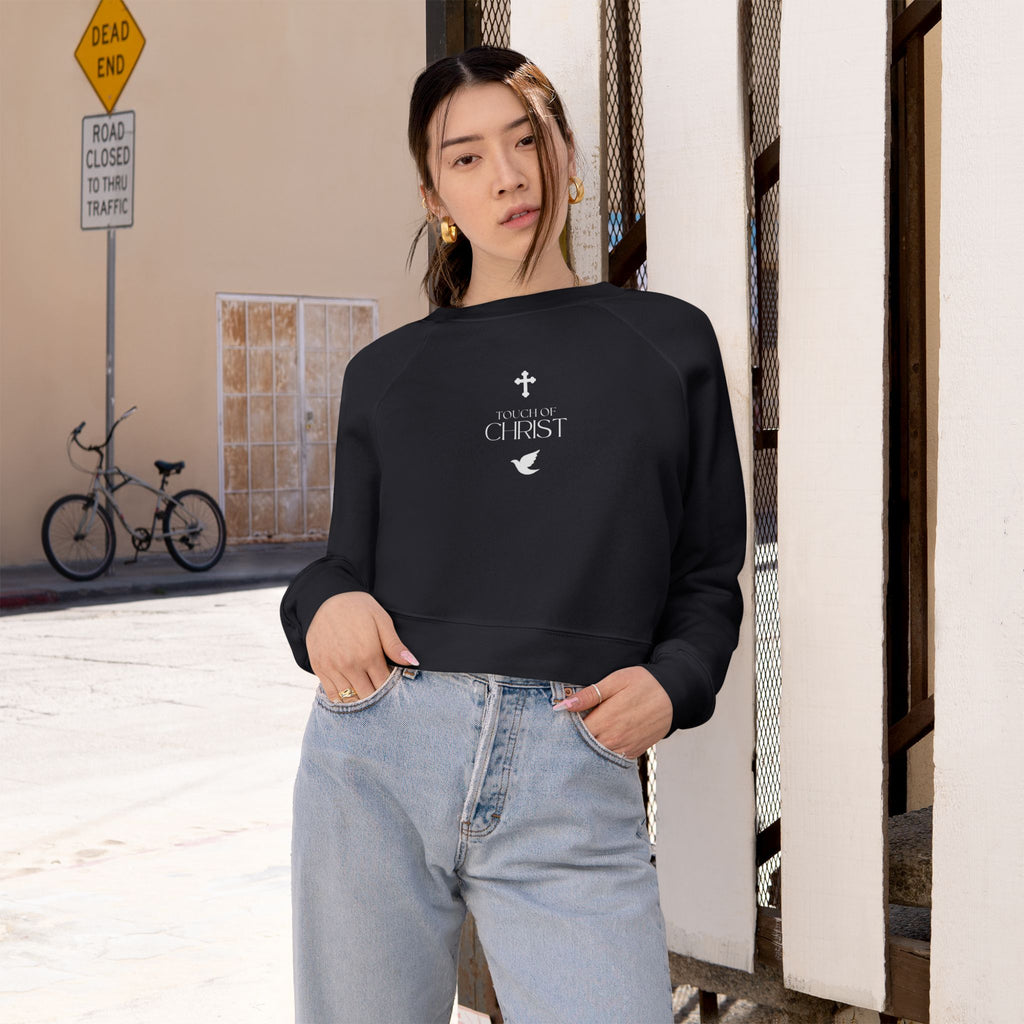Touch of Christ | Cropped Fleece Pullover | Pearl White Type