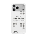 Keep the Faith | iPhone 17 Pro Max Case with Card Holder | Pearl White