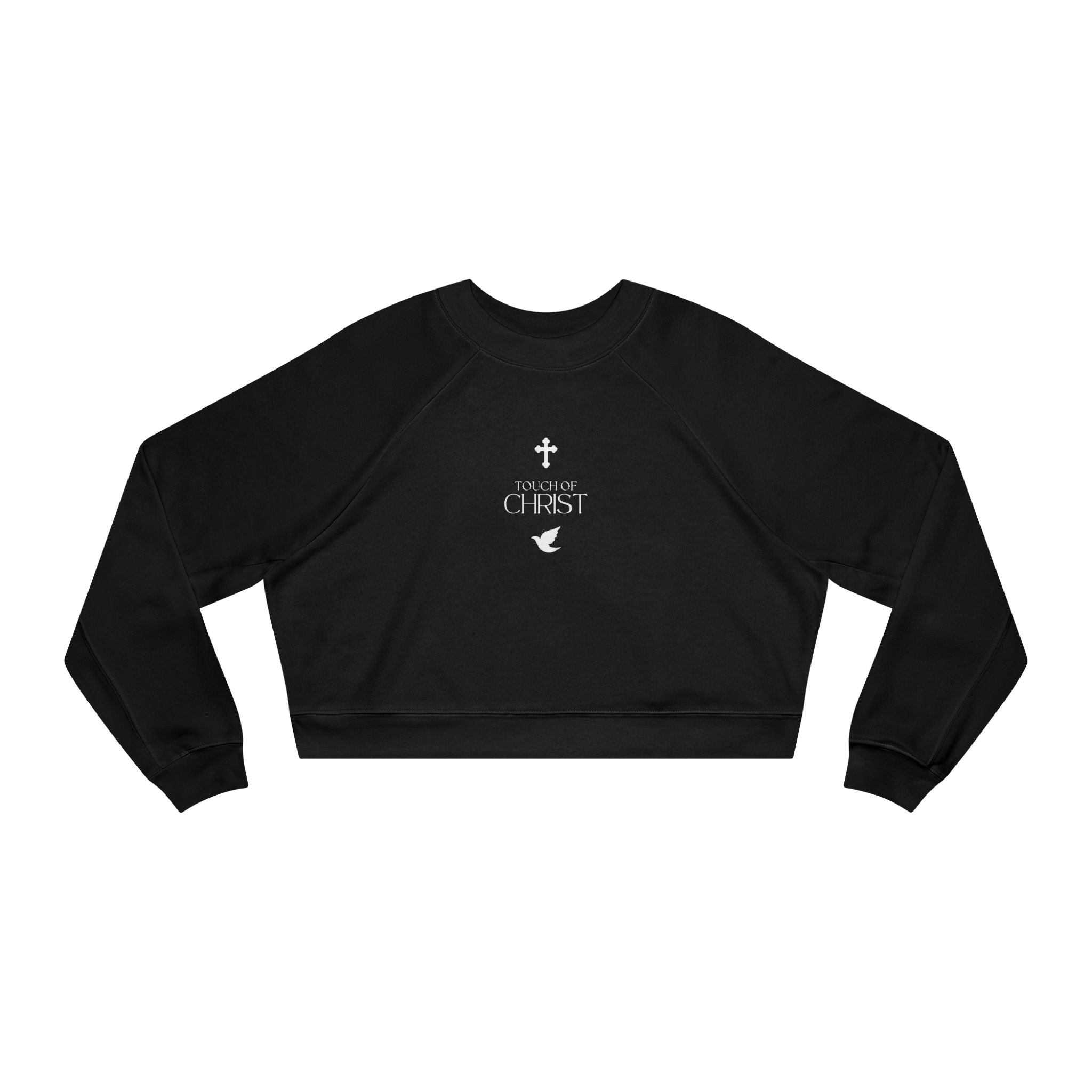 Touch of Christ | Cropped Fleece Pullover | Pearl White Type