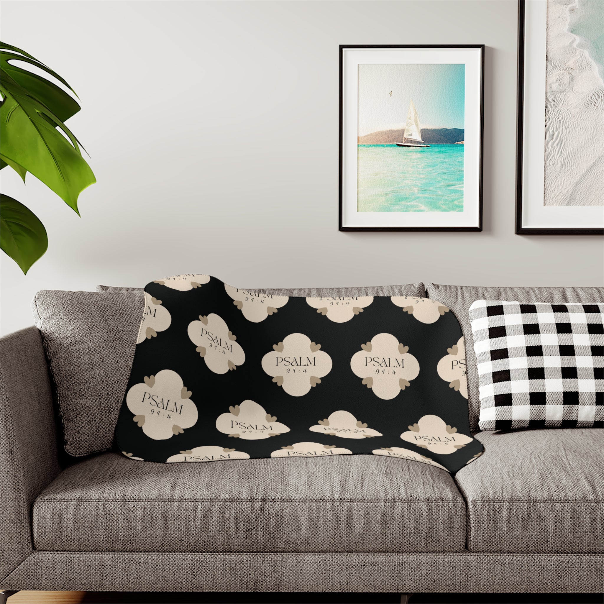 Psalm 91:4 | Sherpa Fleece Blanket | Sandy Brown