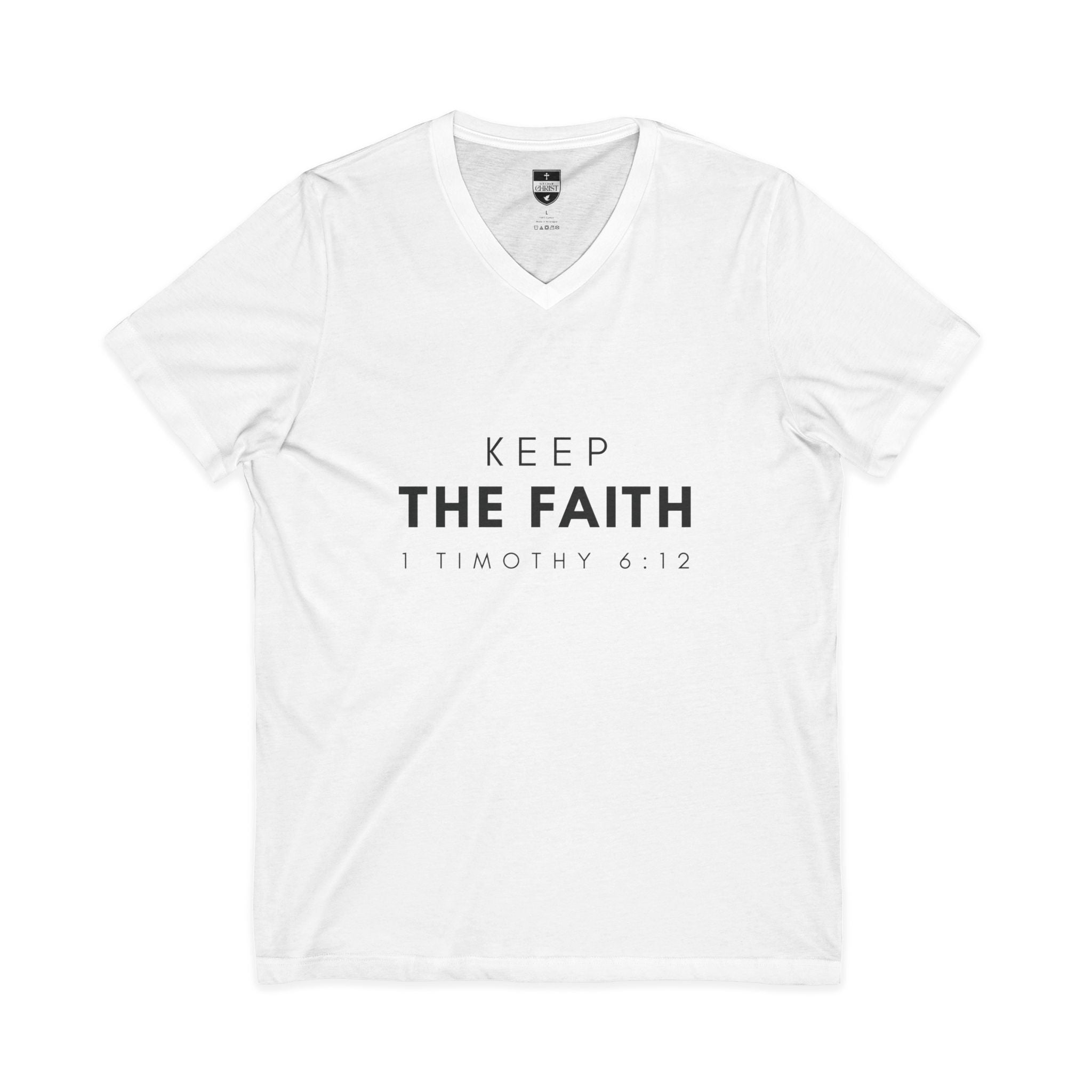 Keep the Faith | Mens White Tee | V Neck