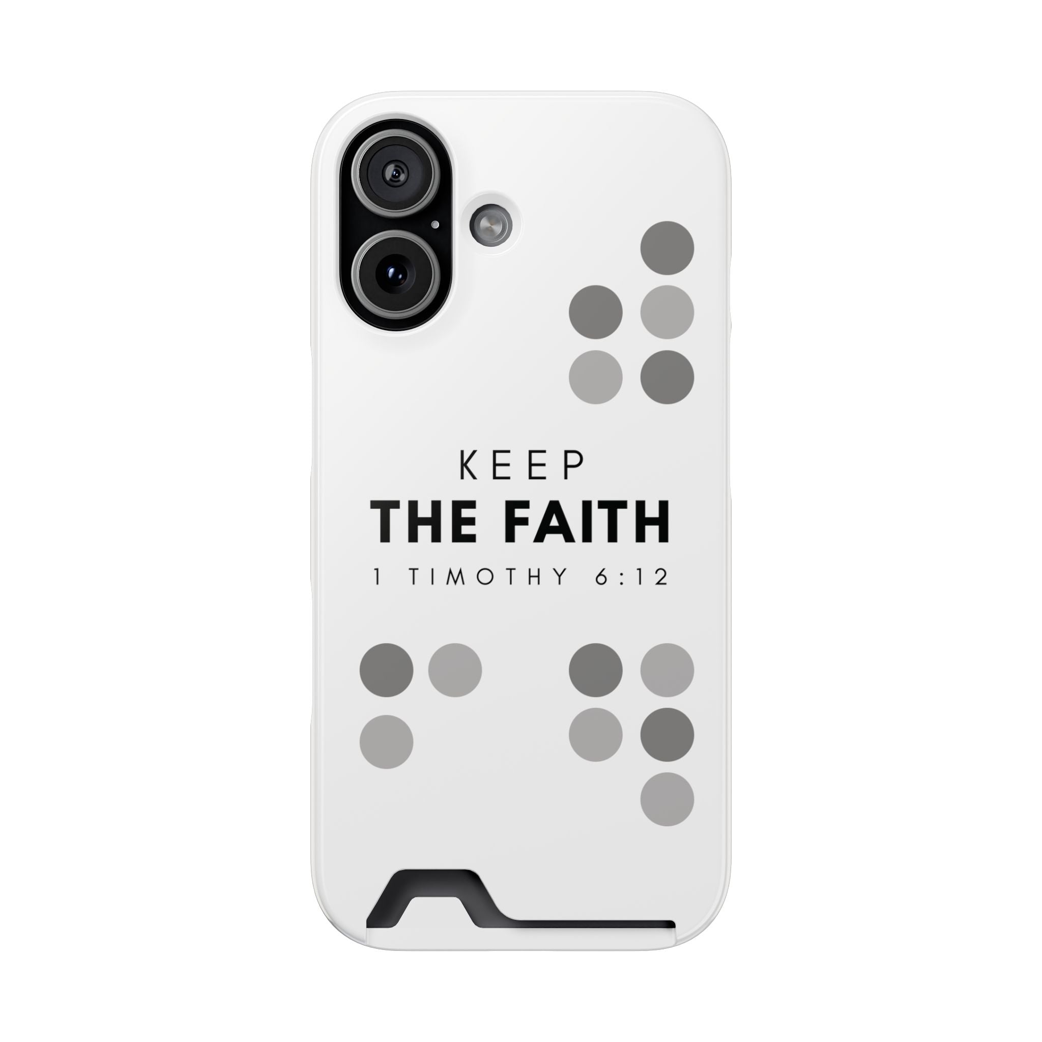 Keep the Faith | iPhone 17 Case w/ Card Holder | Pearl White